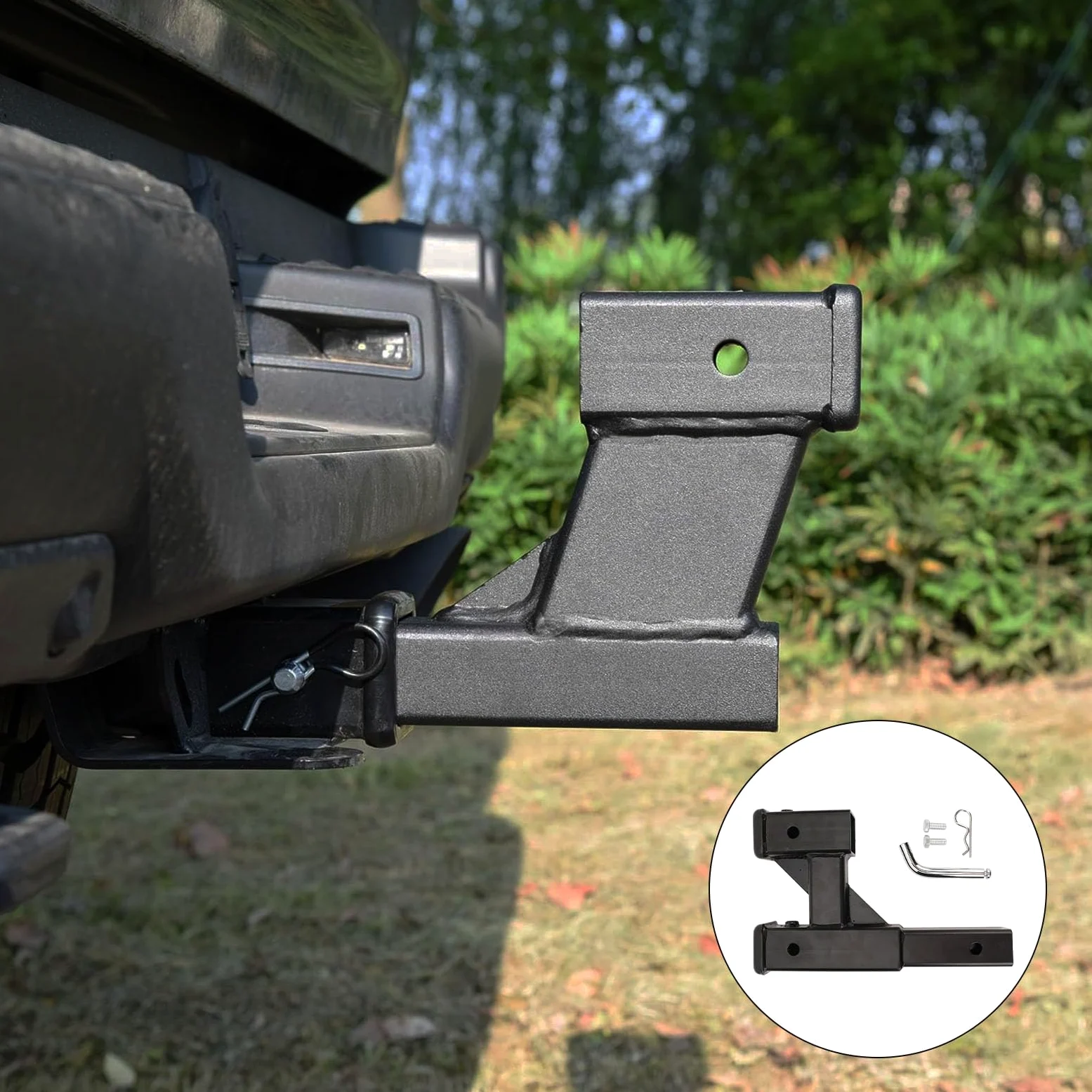 SIXRUN Riser per Gancio di Traino, Struttura in Acciaio, Estensione da 9,65 Pollici, Ideale per Auto, SUV, Camion,