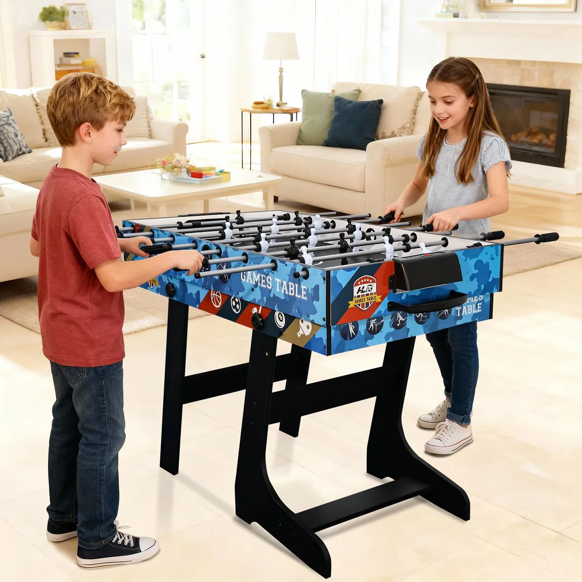 Set da tavolo multi-gioco 5 in 1 per bambini, ping-pong, biliardo, biliardino, hockey su scivolo, tiro al basket interattivo genitore-figlio regalo perfetto per i bambini (lunghezza 1,2 m)