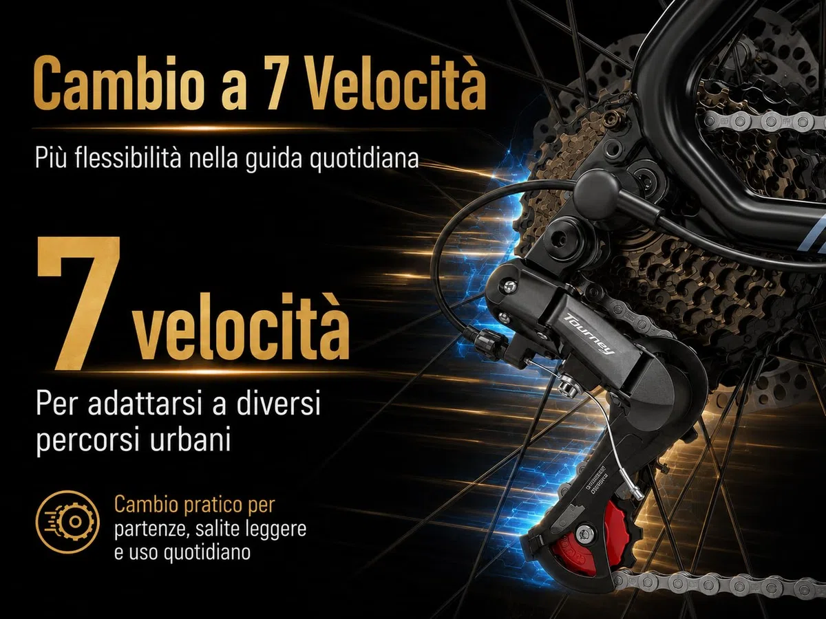Bicicletta Elettrica 26 * 2,35 pollici pneumatici per adulti, bici elettrica a 7 velocità, batteria rimovibile 36V20AH, commuting urbano fino a 100-120 km, motore da 250W