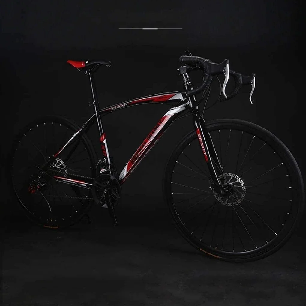 MU 26 Pollici Bicicletta Della Strada, 24 Velocità Bici, Doppio Freno a Disco, Acciaio Al Carbonio Telaio, Strada Di Corsa Della Bicicletta,Nero