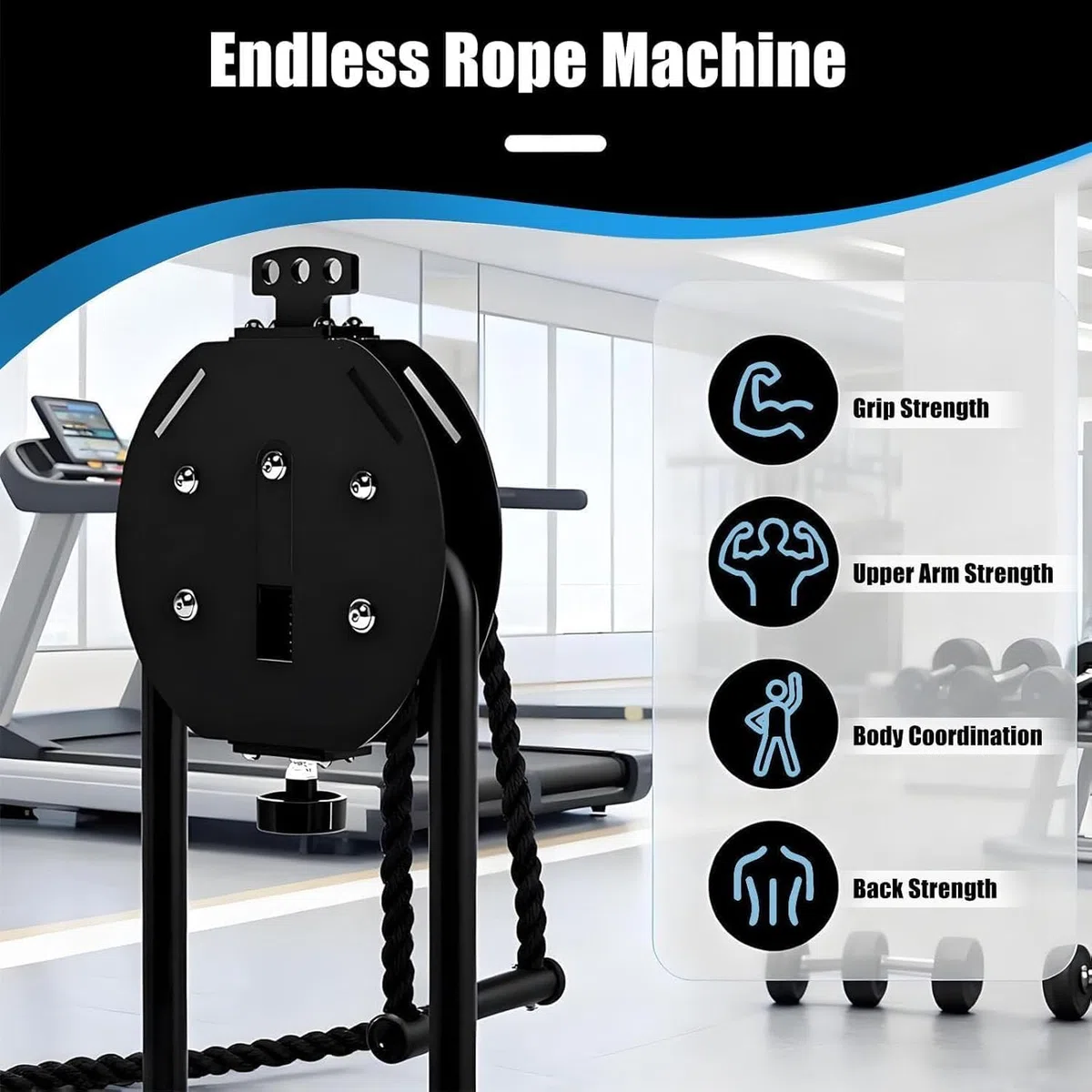 Endless Rope Trainer,Pulley Cable Machine,Endless Rope Trainer,Adjustable Resistance, Small Footprint and Easy To Install for Muscle Endurance, Upper Extremity Physical Training