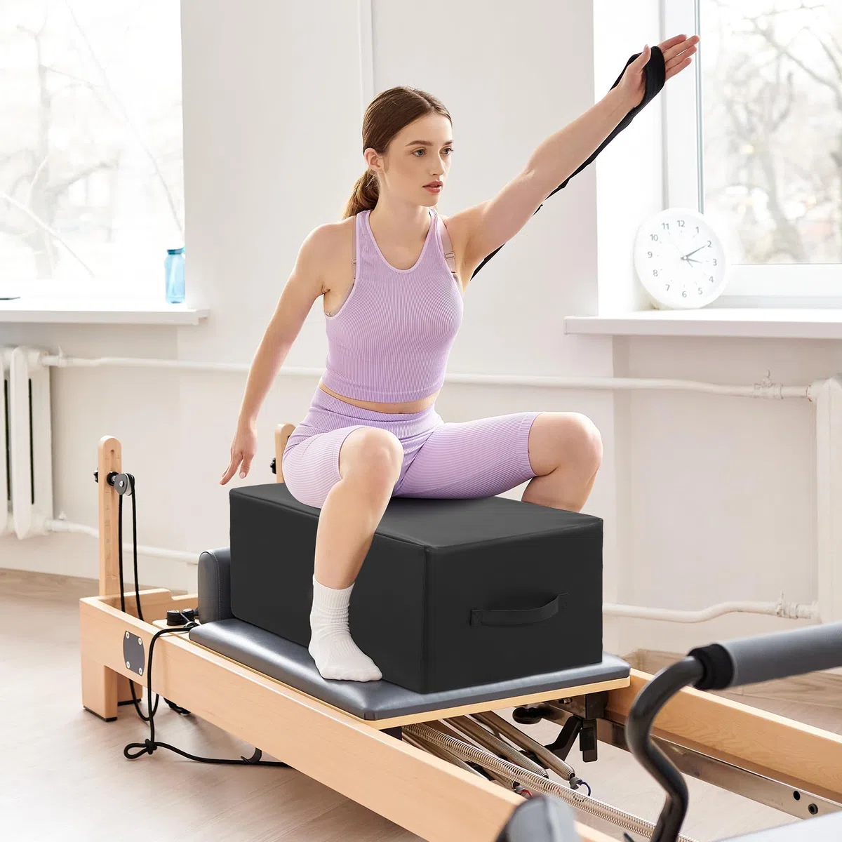 MABOZOO Pilates Reformer Box, 66 x 38 x 25 cm, in pelle PU, accessori per riformatori di pilates, stretching, equilibrio, esercizi a casa e palestra