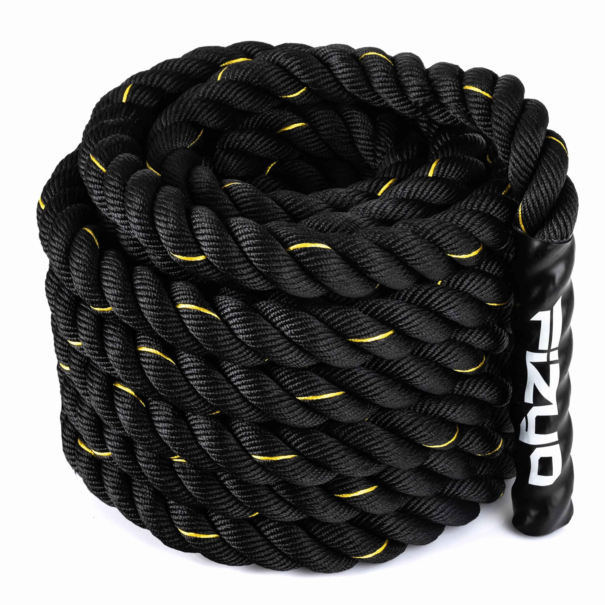 FIZYO Battle Rope – Corda da Allenamento Robusta per Functional Training, Cross Training, Forza e Resistenza – Diametro 3,8 cm, Costruzione a 3 Fili – Home Gym & Outdoor (9m)