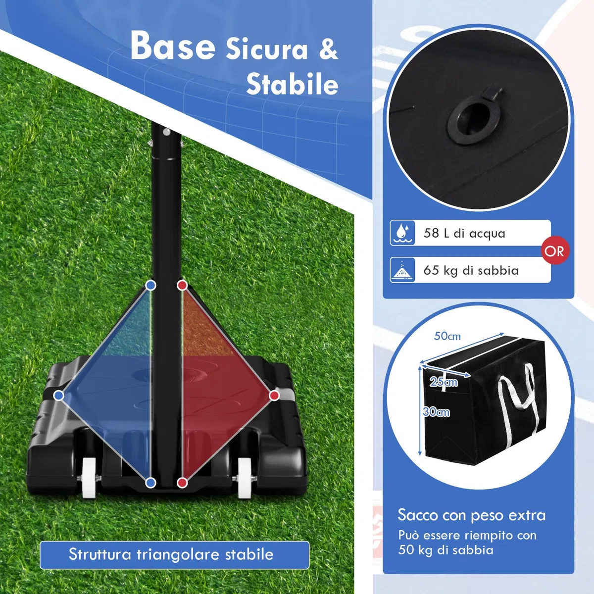 GYMAX Canestro da Basket Portatile, Canestro Basket Regolabile in Altezza 143-305 cm con Tabellone in PET, Cerchio in Metallo Solido da 48 cm e 2 Ruote, per Adulti, Adolescenti