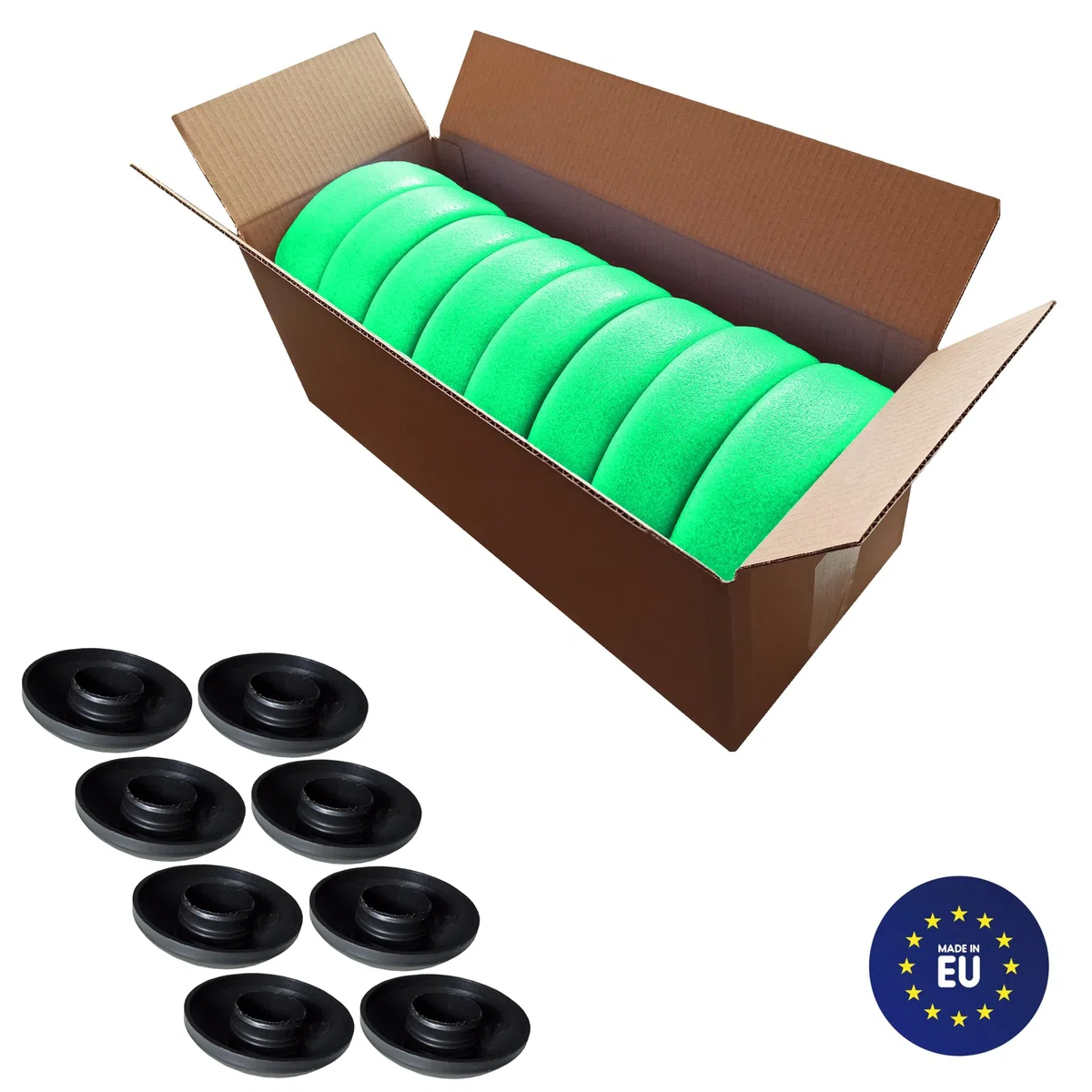 Tubi in schiuma per trampolino da 8 pezzi con tappi in schiuma per aste trampolino, 180 cm, verde
