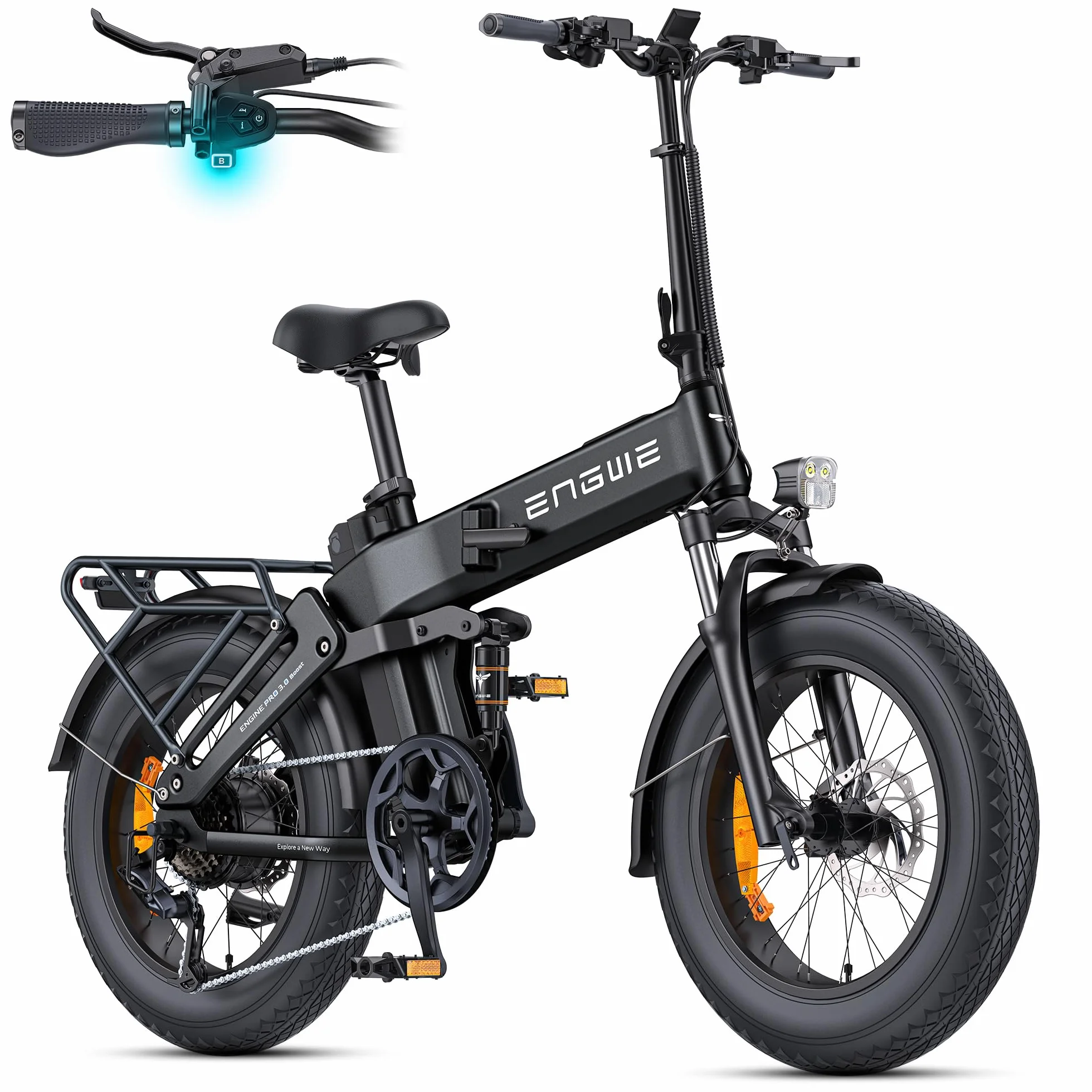 ENGWE ENGINE PRO 3.0 BOOST Bicicletta Elettrica Pieghevole | Ricarica Rapida in 2 ore, Fino a 130KM, Dotato di GPS e OTA, Sensore di Coppia e Freni Idraulici