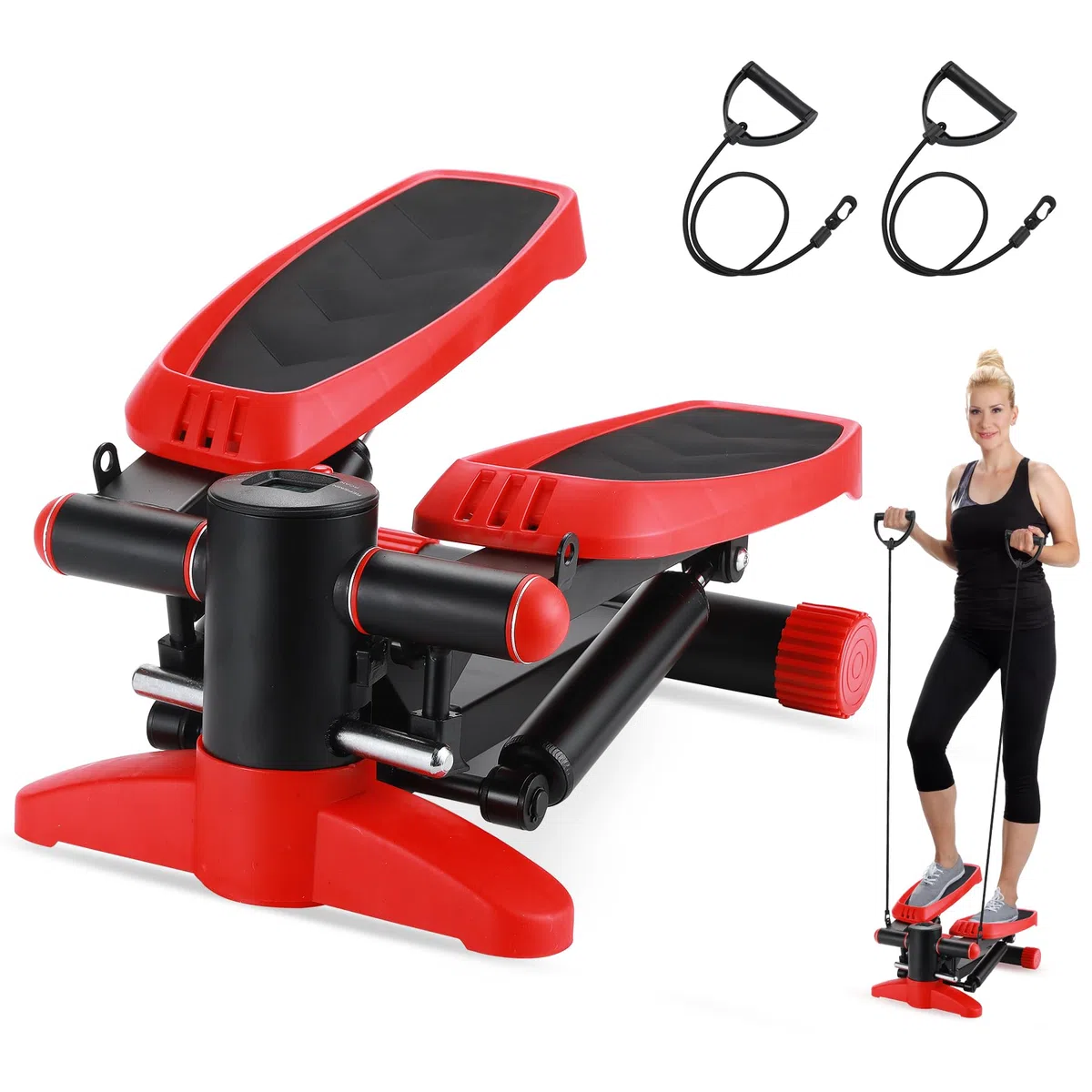 Mini stepper, Step Fitness casa e Stair Climber per scale con display LCD multifunzione per allenamento domestico, fasce di resistenza aerobica stepper Massimo 150 kg