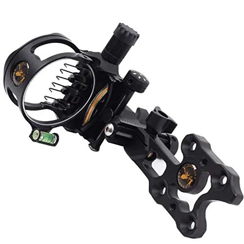 ACEXIER 7 Pins Compound Bow Sight 0,019 Mirino retinico in Fibra Ottica 16 cm CNC Alluminio Regolazione Verticale Verticale Tiro con Arco