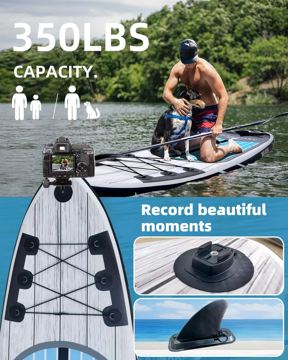 Tavola gonfiabile da 3,2 m per adulti, larghezza 81,3 cm, con accessori per SUP di alta qualità, include tavola antiscivolo, pompa a mano, pagaia singola di tutti i livelli di abilità