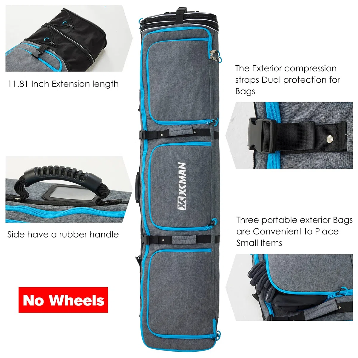 XCMAN Borsa per snowboard, snowboard Custodia per tavola Custodia Estensibile 160cm-190cm