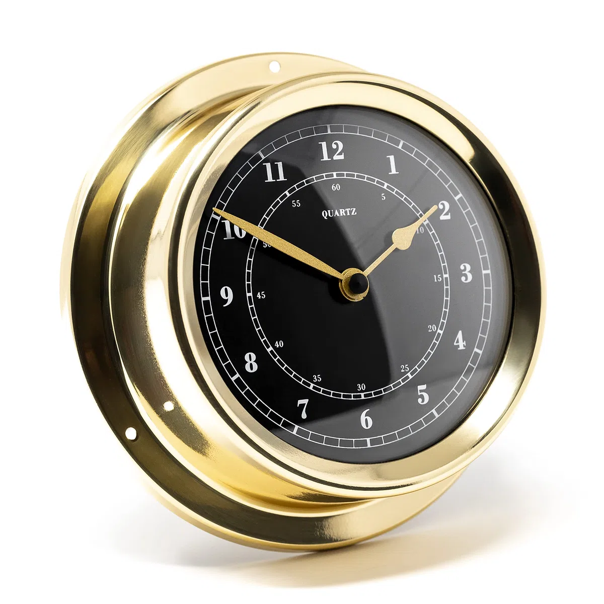 Fischer 1508U-45.6 - Orologio al Quarzo Marittimo, misuratore da 125 mm, con quadrante Nero e Cassa in Ottone, Made in Germany