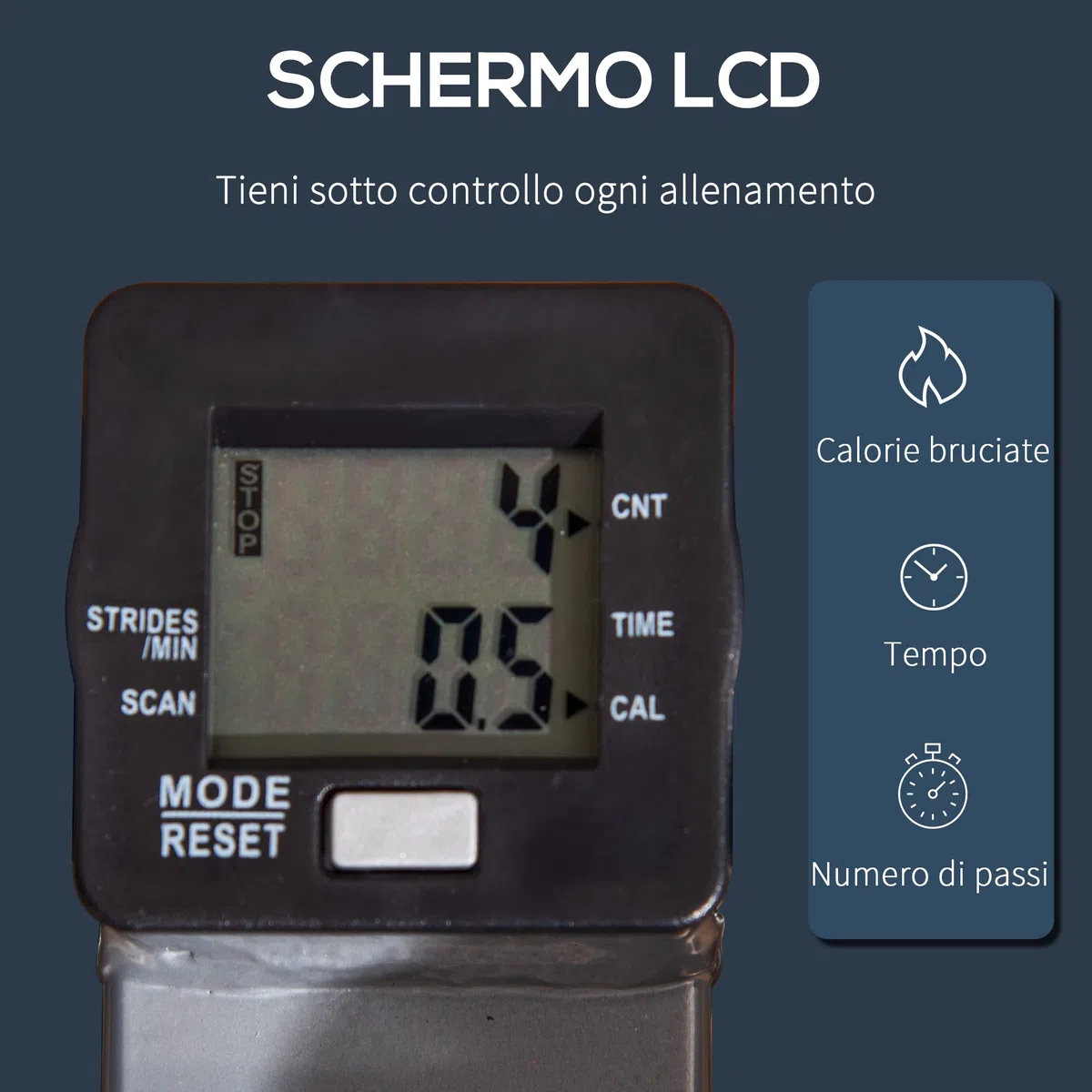 HOMCOM Stepper Fitness con Maniglia, Stepper con Monitor LCD per Allenamento a Casa e Palestra