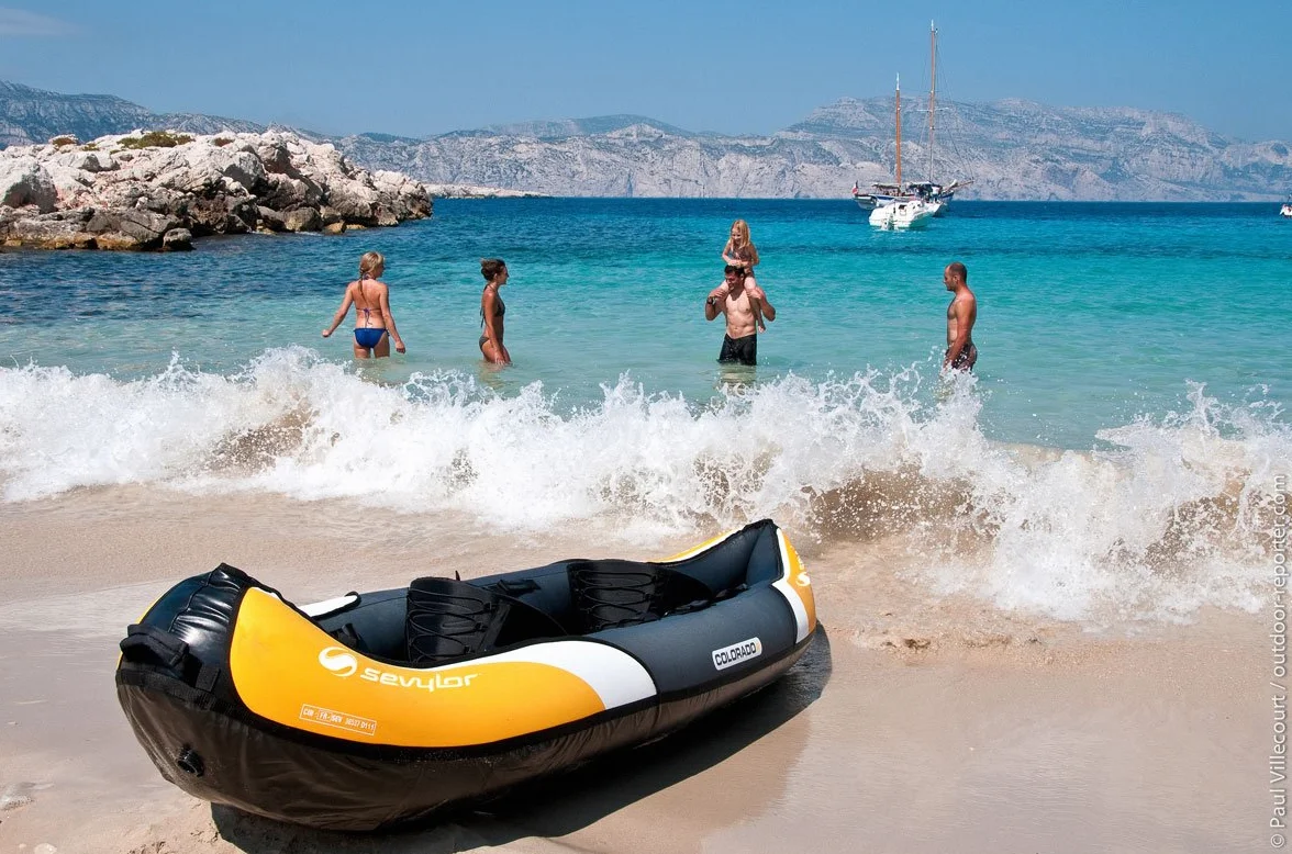 Sevylor Colorado Kit Canoa Gonfiabile 2 Persone Kayak Pieghevole Compreso 1 Doppia Pagaia Pompa A Pedale 331x88 cm