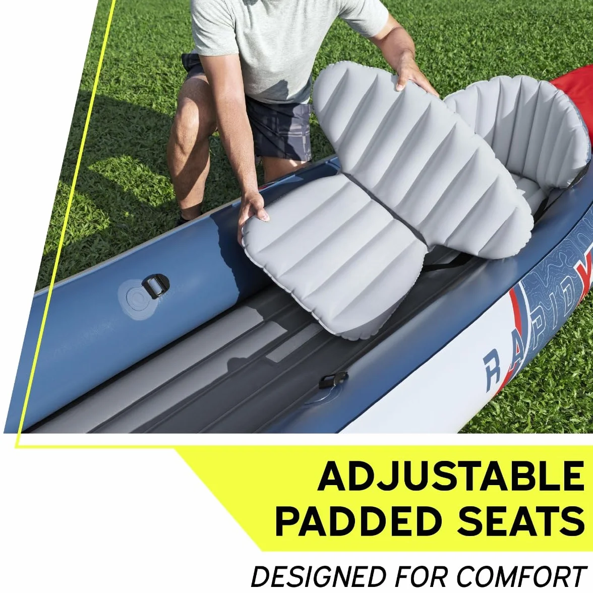 Bestway Hydro-Force 3 Person Inflatable Kayak Set with Aluminium Oars and Hand Pump, 3 Man Kayak