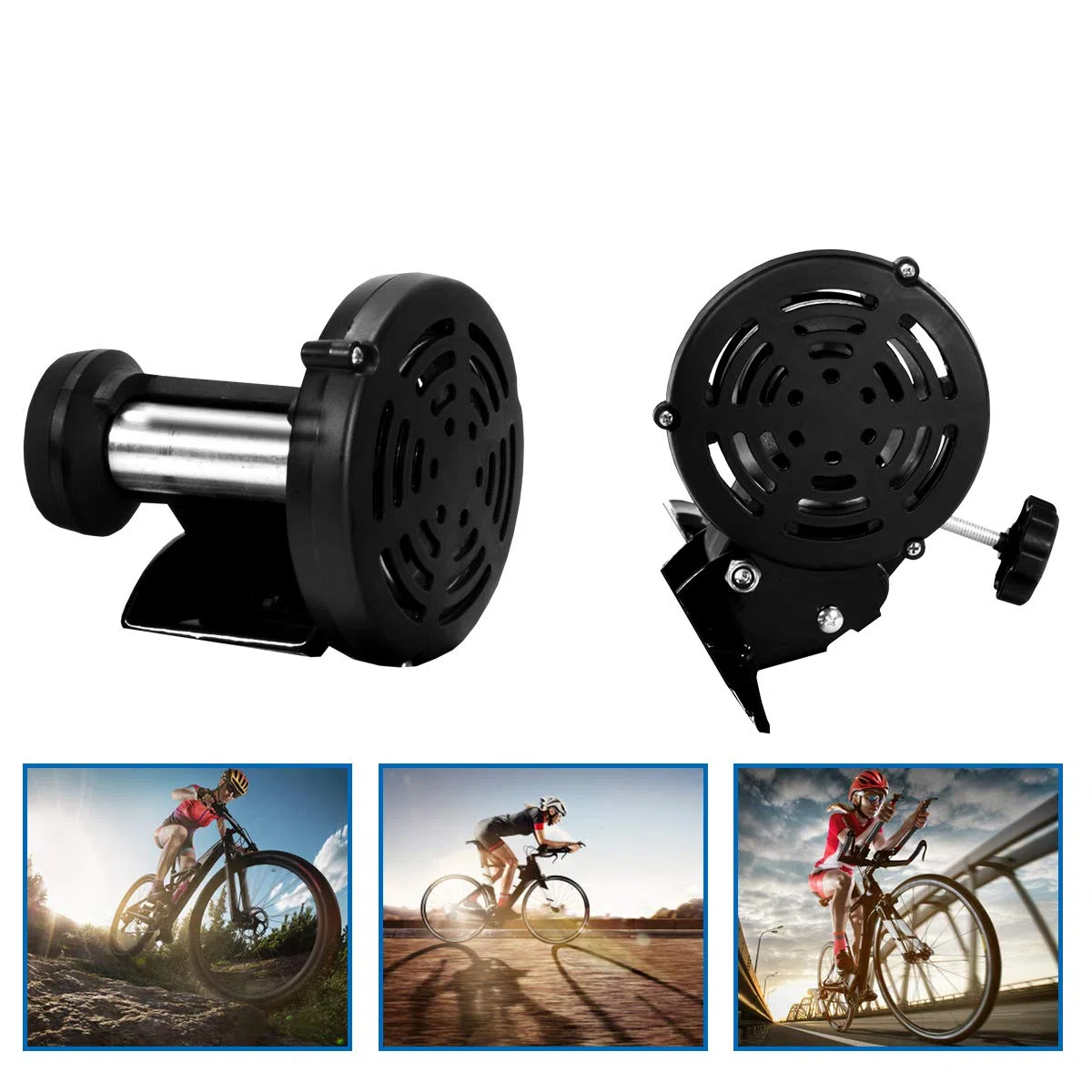 GOPLUS Rullo Allenamento da Ciclismo, per Ruote di 26-28 Pollici, Senza Filo, Pieghevole da Trasport e Stoccaggio, Fissato da Pomolo, Ideale per Interno, Acciaio, 54x50x39,5 cm, Nero