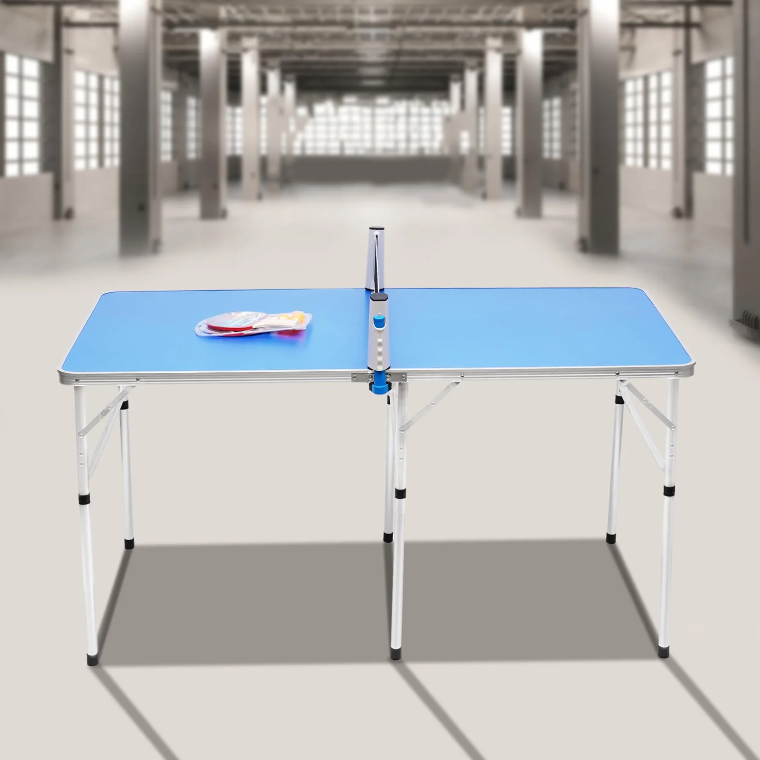 Tavolo da ping pong pieghevole in alluminio MDF, tavolo da ping pong stabile e salvaspazio, tavolo multifunzionale per interni ed esterni per famiglia, bambini, campeggio, casa