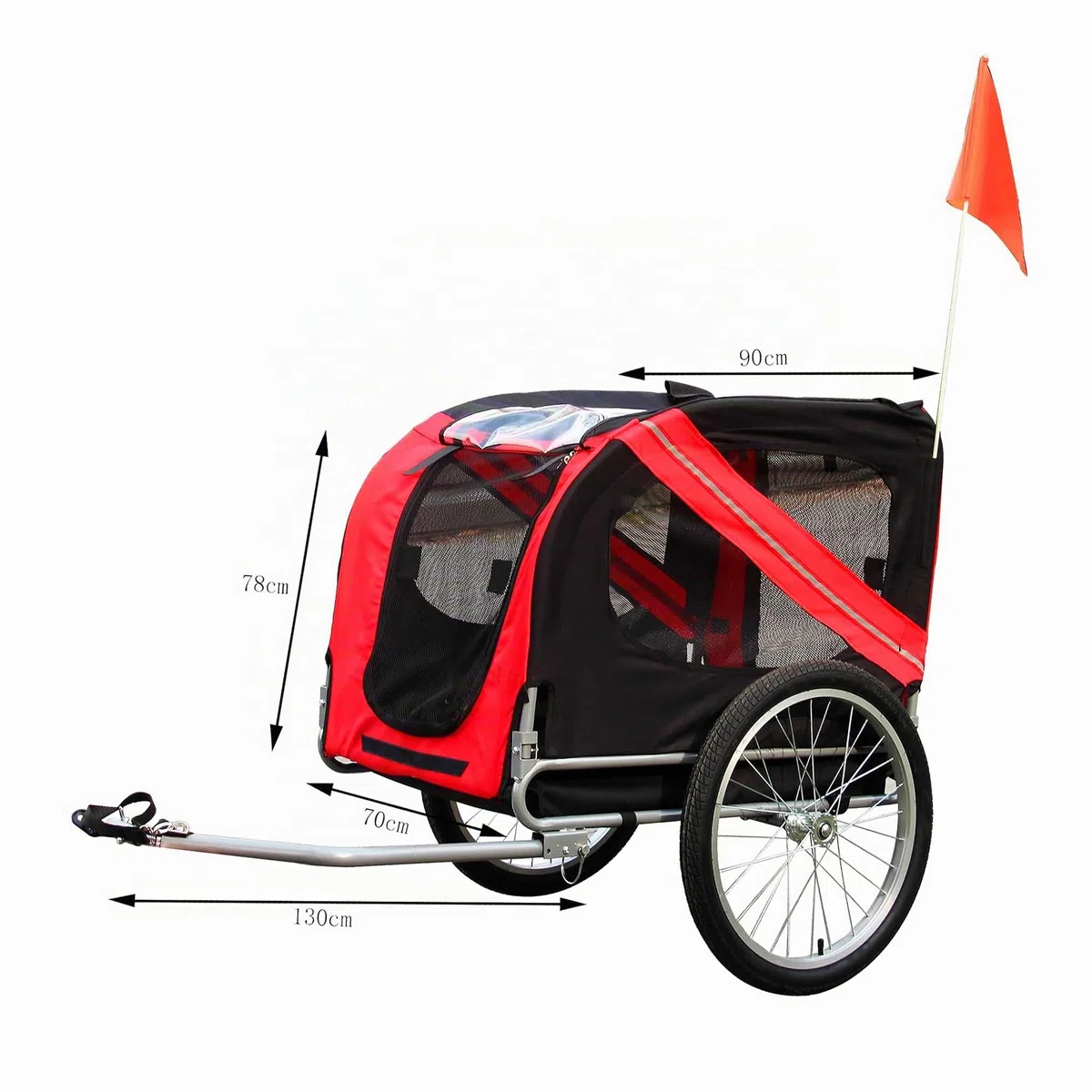 Wiltec Rimorchio per cani bici, con gancio girevole di sicurezza, zanzariera e copertura antipioggia