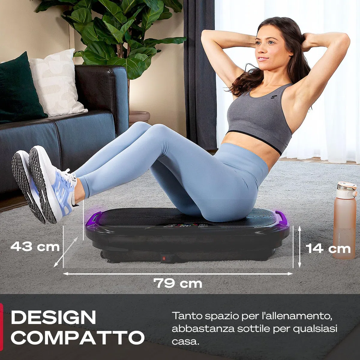 Sportstech VP275 – Piastra vibrante per la casa – 99 livelli di allenamento – Marchio di qualità tedesco – Fitness Training – Brucia i grassi e costruzione muscolare – Design antiscivolo 3D – App STL