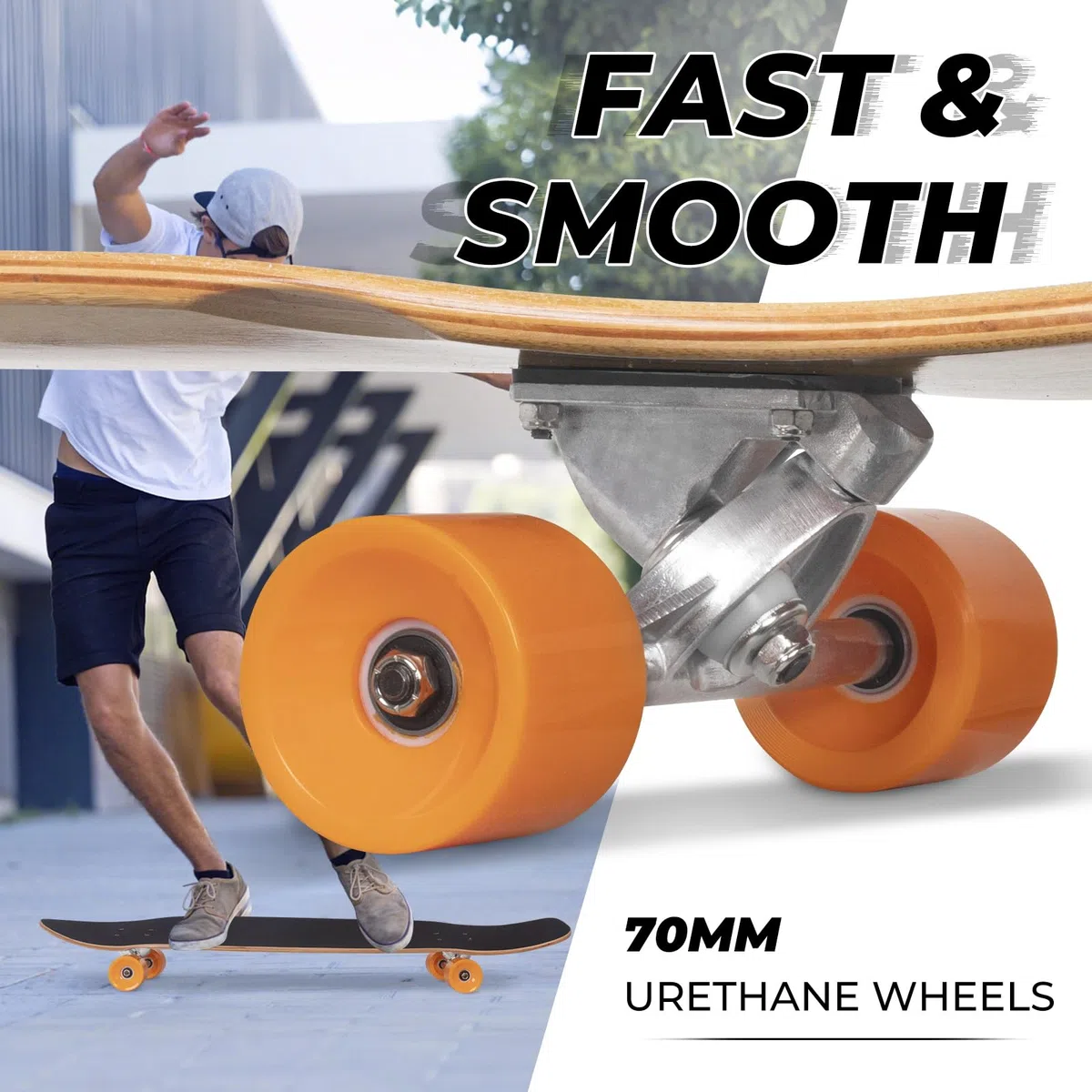 Nattork Cruiser Longboard Skateboard Complete Bamboo and Canadian Hard Maple for Commuting, Carving & Downhill Riding with T-Tool, Made for Adults, Teens and Kids