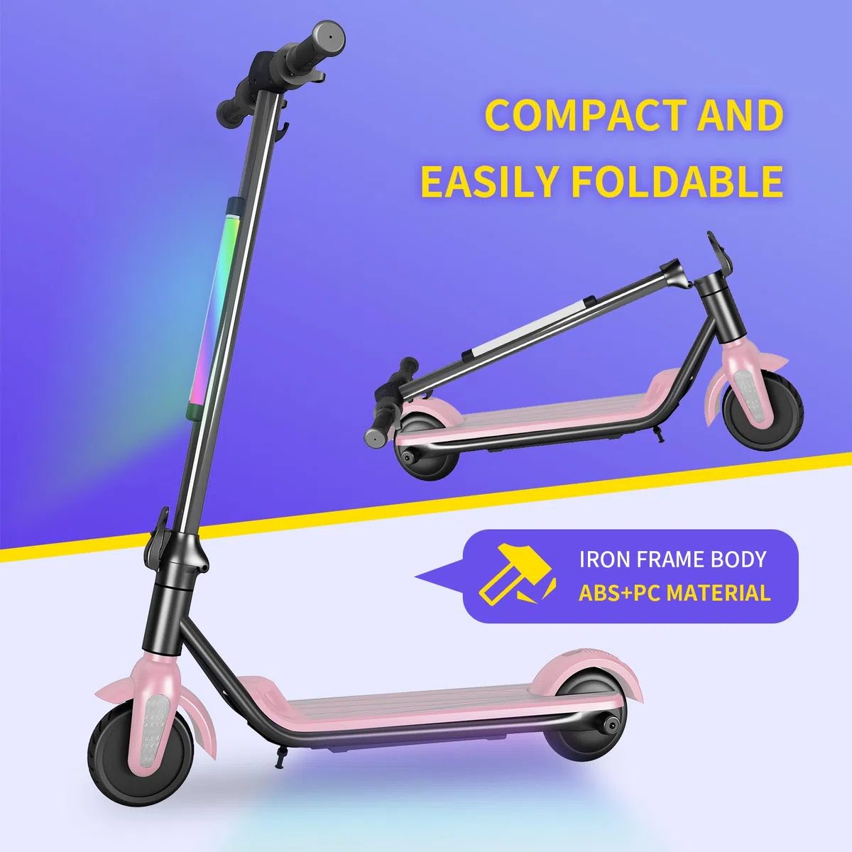 Monopattino Elettrico Bambini 6-12 Anni | Pieghevole con Freni Doppi | 12 KM/H, Autonomia 5-8 KM | Luci LED Colorate & Display Ragazzi | Conforme CE