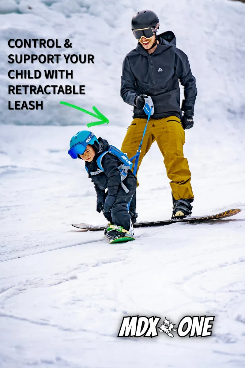 MDXONE Imbracatura da sci da snowboard per bambini con guinzaglio retrattile e ammortizzare elastici e imbracatura di seduta rimovibile