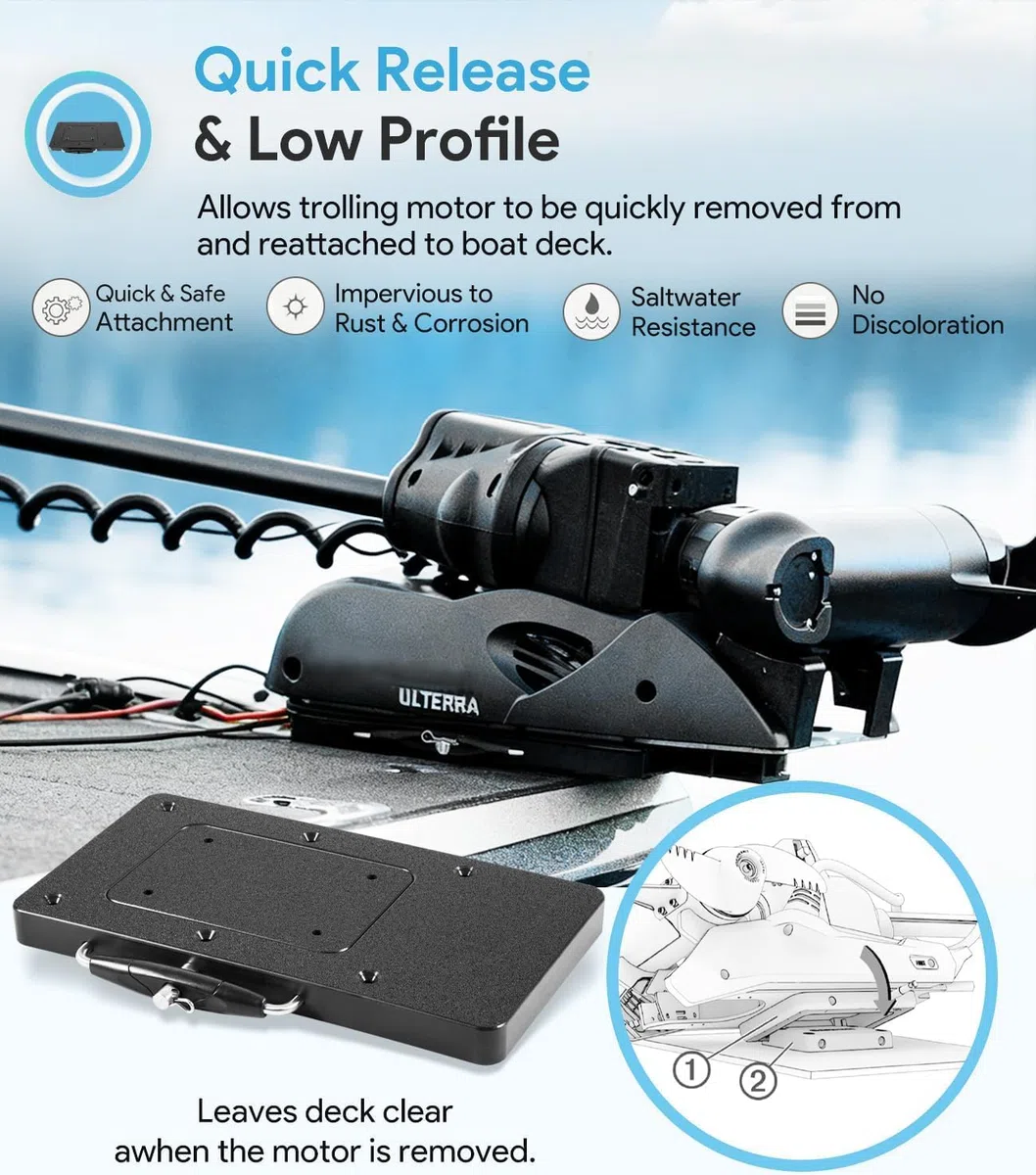 MKA-21 Supporto a sgancio rapido per motori a traina - Sostituzione perfetta per Minn Kota 1854021 - Compatibile con Ulterra, Terrova, PowerDrive, Deckhand 40 - Materiale composito antiruggine