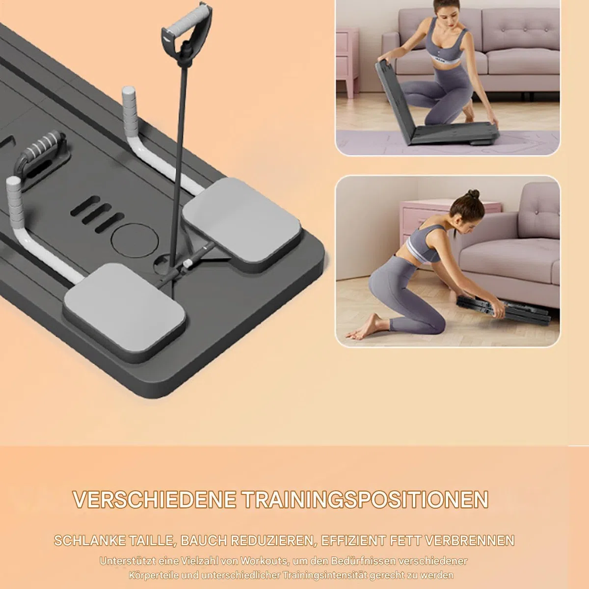 Reformer - Attrezzo da pilates, pieghevole, per allenamento addominale sul pilates, attrezzo pieghevole Core Trainer per principianti