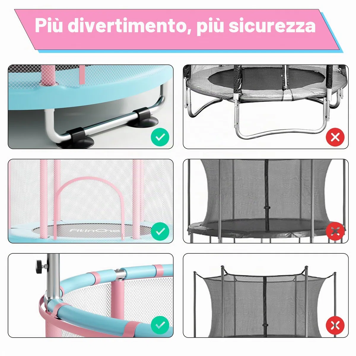 FitinOne Trampolino per bambini, 140 cm, mini trampolino per bambini piccoli per interni ed esterni con altalena, 199,6 kg, trampolino per bambini, sbarra da ginnastica, regali di compleanno per