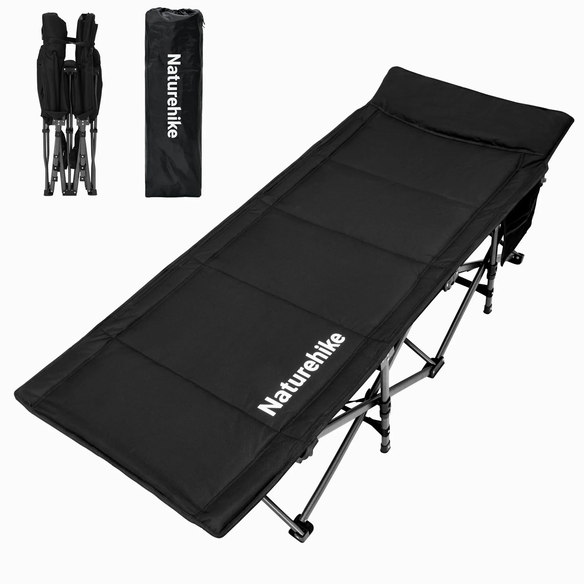 Naturehike Lettino Da Campeggio Pieghevole, Con Cuscino Lettino Da Campeggio 190 X 70 X 48 Cm, Contiene Uno Strato Trapuntato Spesso 3 Cm, Capacità Di Carico A 150 Kg, Poltrona Lounge Portatile