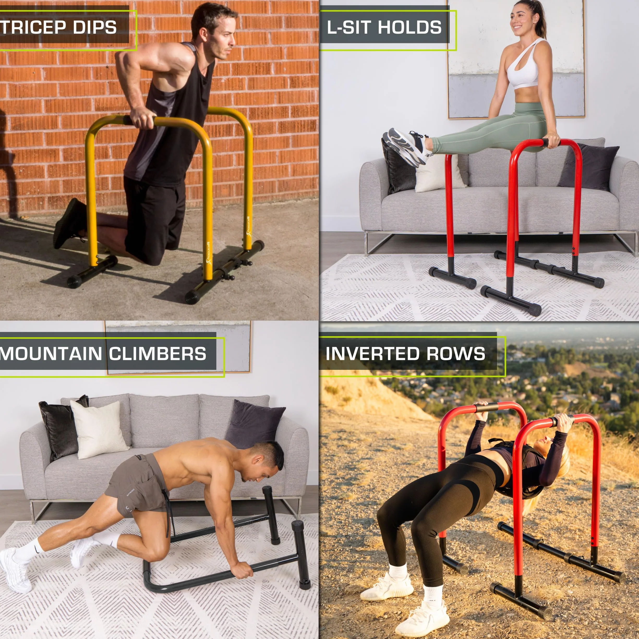ProsourceFit Dip Stand Station, Ultimate Heavy Duty Body Bar Press with Safety Connector for Tricep Dips, Pull-Ups, Push-Ups, L-Sits