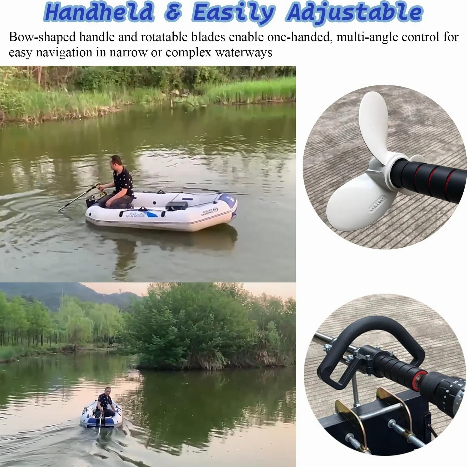 Motore Fuoribordo Motore Elettrico per Canoa/Kayak, Elica Subacquea Orientabile Alimentata da Trapano, Remo di Emergenza per Barca con Supporto, Motore di Bordo(Length 1m/3.3ft)