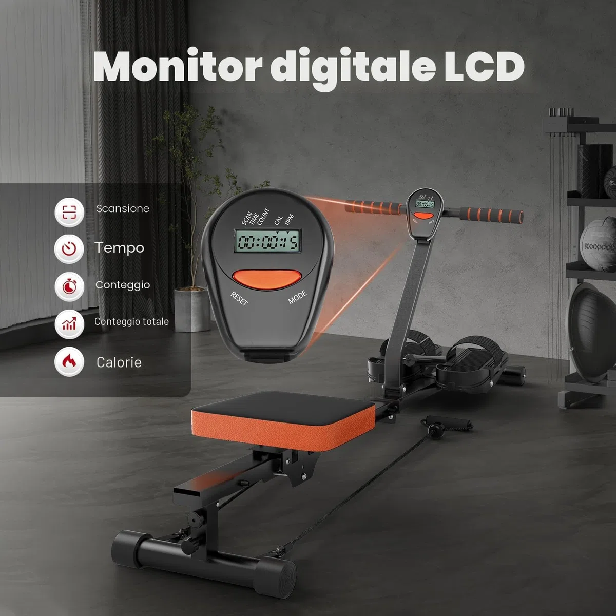 Vogatore magnetico a 16 livelli con display a LED, guida scorrevole silenziosa, per casa, palestra, attrezzatura da allenamento indoor
