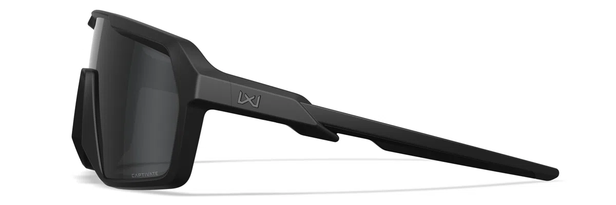 Wiley X Citadel Shield, occhiali da sole di sicurezza per uomini e donne, protezione UV per tiro, pesca e ciclismo, montatura nera opaca, lenti grigie accattivanti