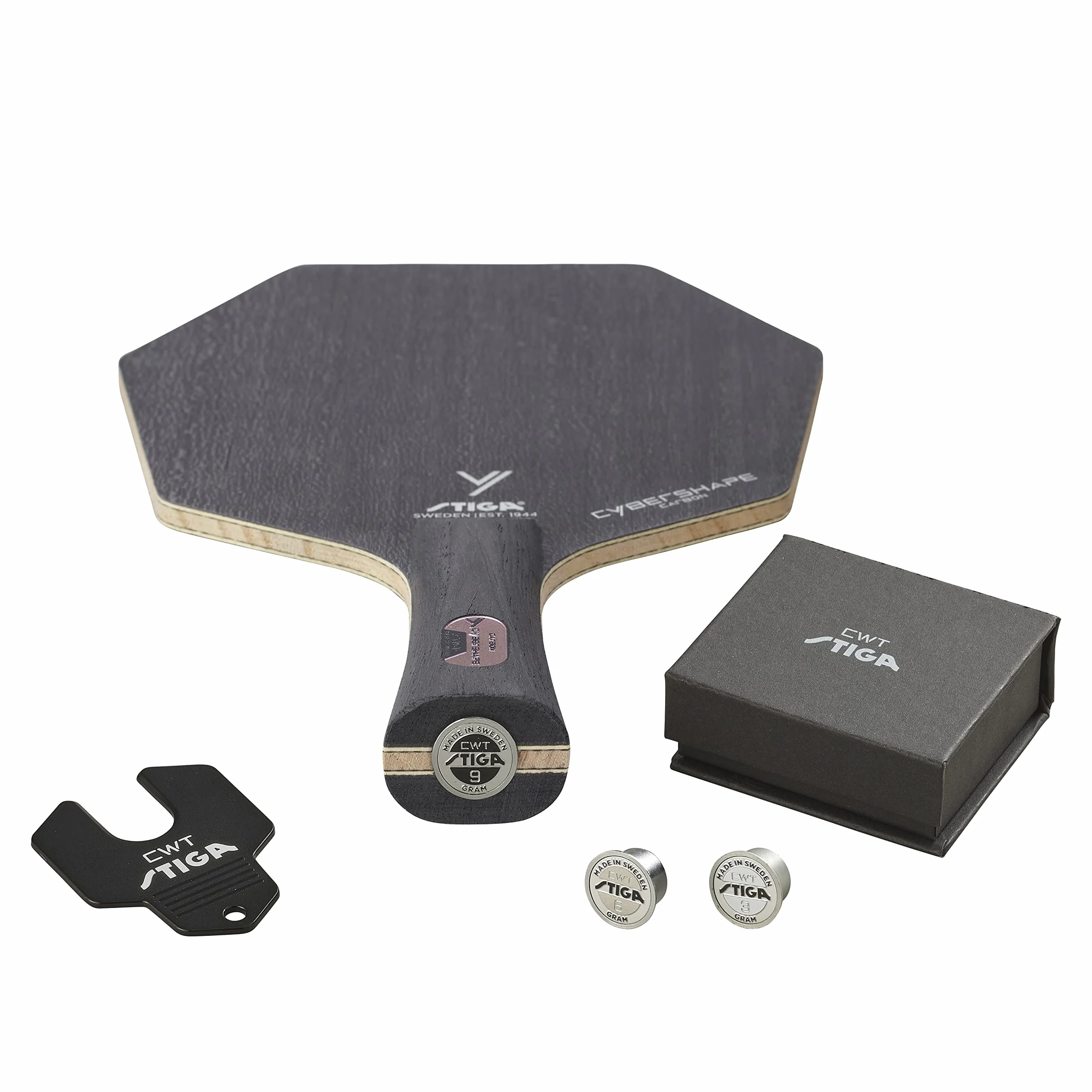 STIGA Legno da ping pong Cybershape Carbon con tecnologia CWT Custom Weight
