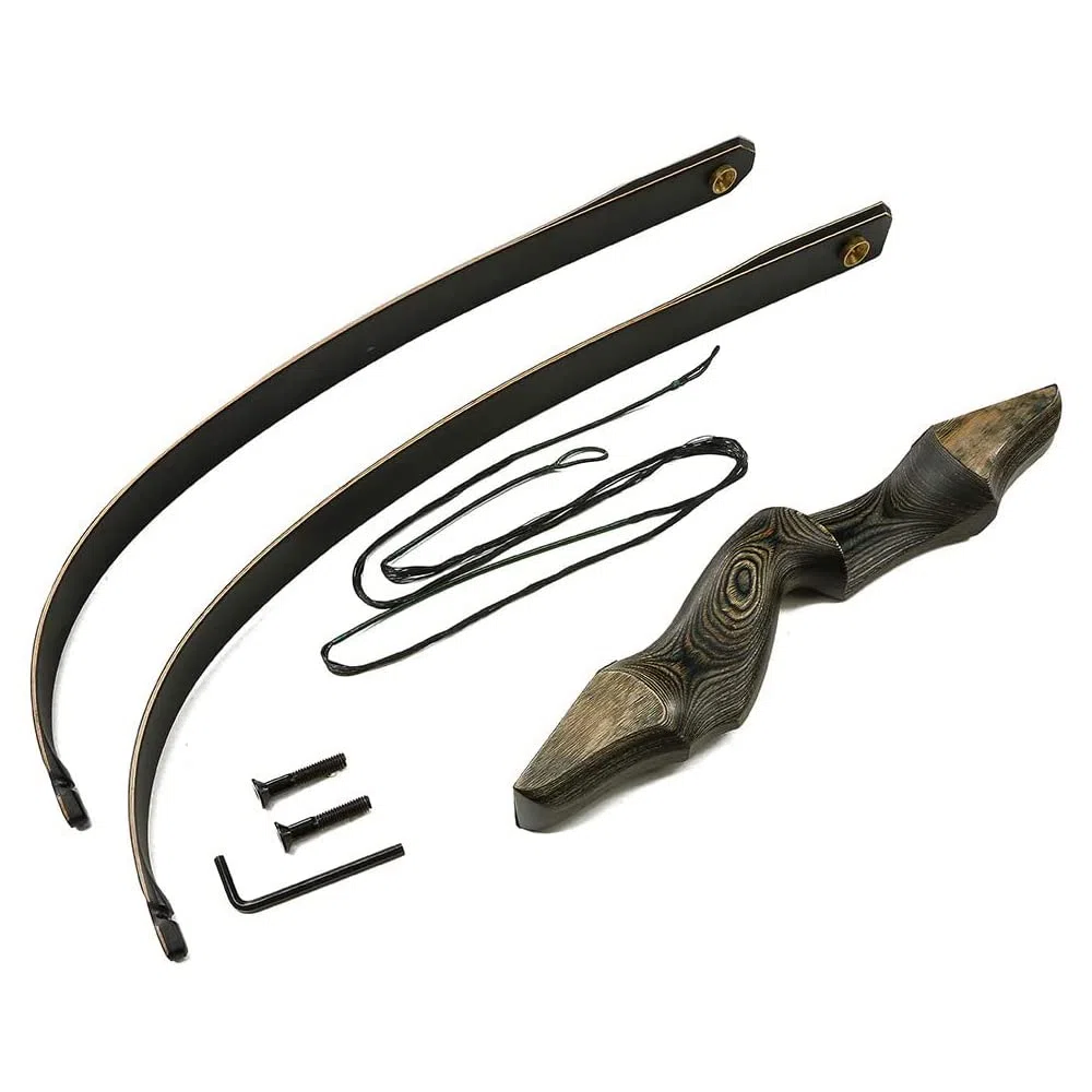 Huntingdoor Arco da 60 Pollici Takedown di legno Arco ricurvo tiro con l'arco Arco Destro Riser 30 40 50 lbs con Corda per tiro a Segno (35lbs)