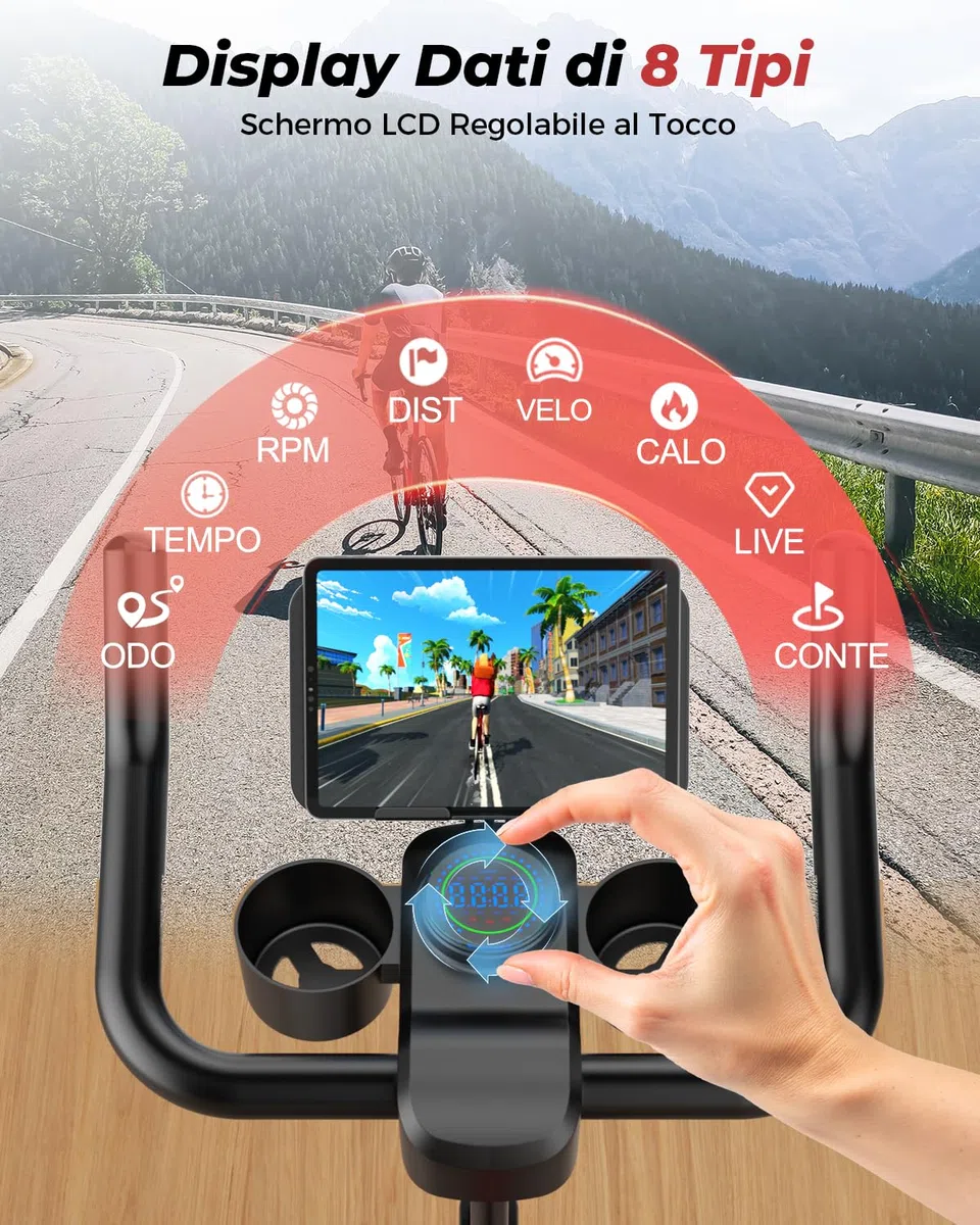 Superun Cyclette da Casa Magnetica a 32 Livelli, Cyclette per Casa Controllo APP, Cycletta Spinning Ultra Silenziosa, Spin Bike Sedili Comodi e Traspiranti, Aerobico Domestico, Supporto fino a 136KG