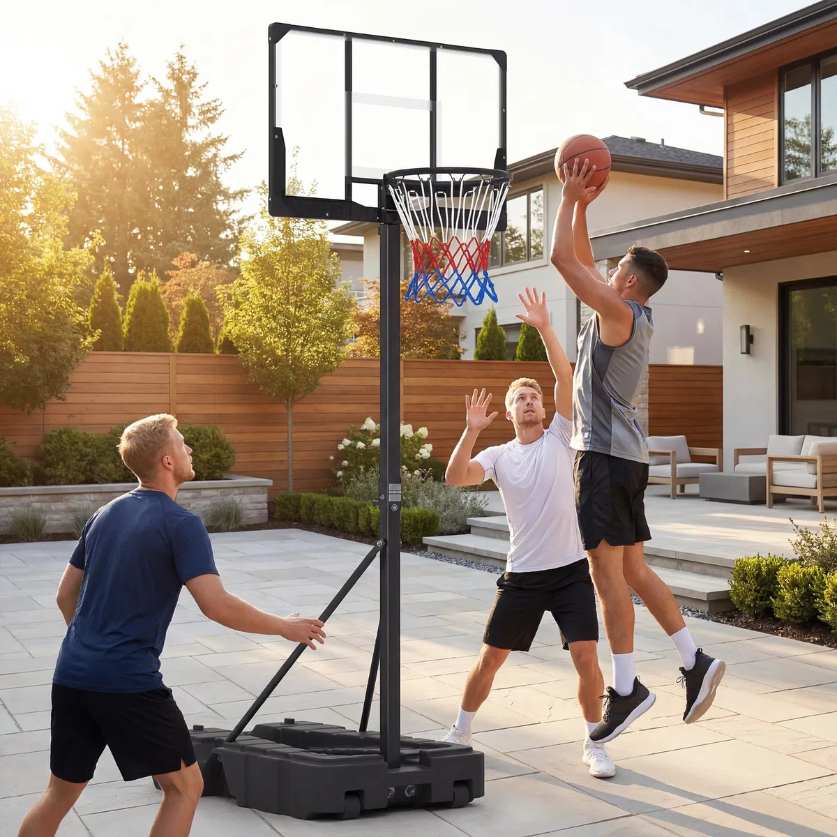 LIFEZEAL canestro basket esterno Altezza Regolabile 230-305 cm, canestro da basket Portatile con Ruote, Base Riempibile, Tabellone in PC, per Esterno, Interno, per Adulti Professionale