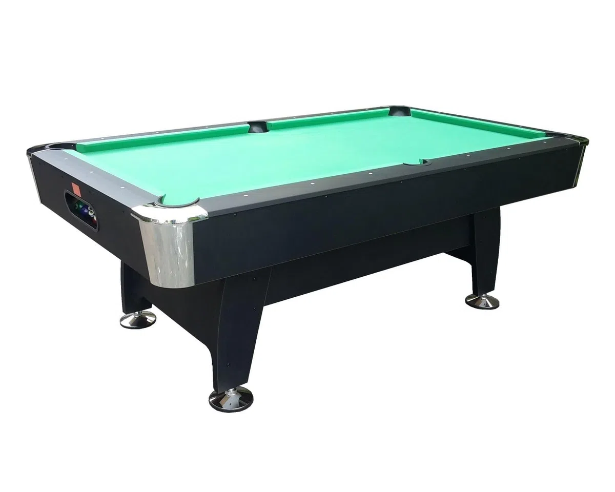 NG Biliardi - Tavolo da Biliardo Black Norman Light (216 cm), Pre-Montato, con Sistema di Ritorno Biglie e Regolatori di Livello, Panno Professionale Verde, Regolamentare