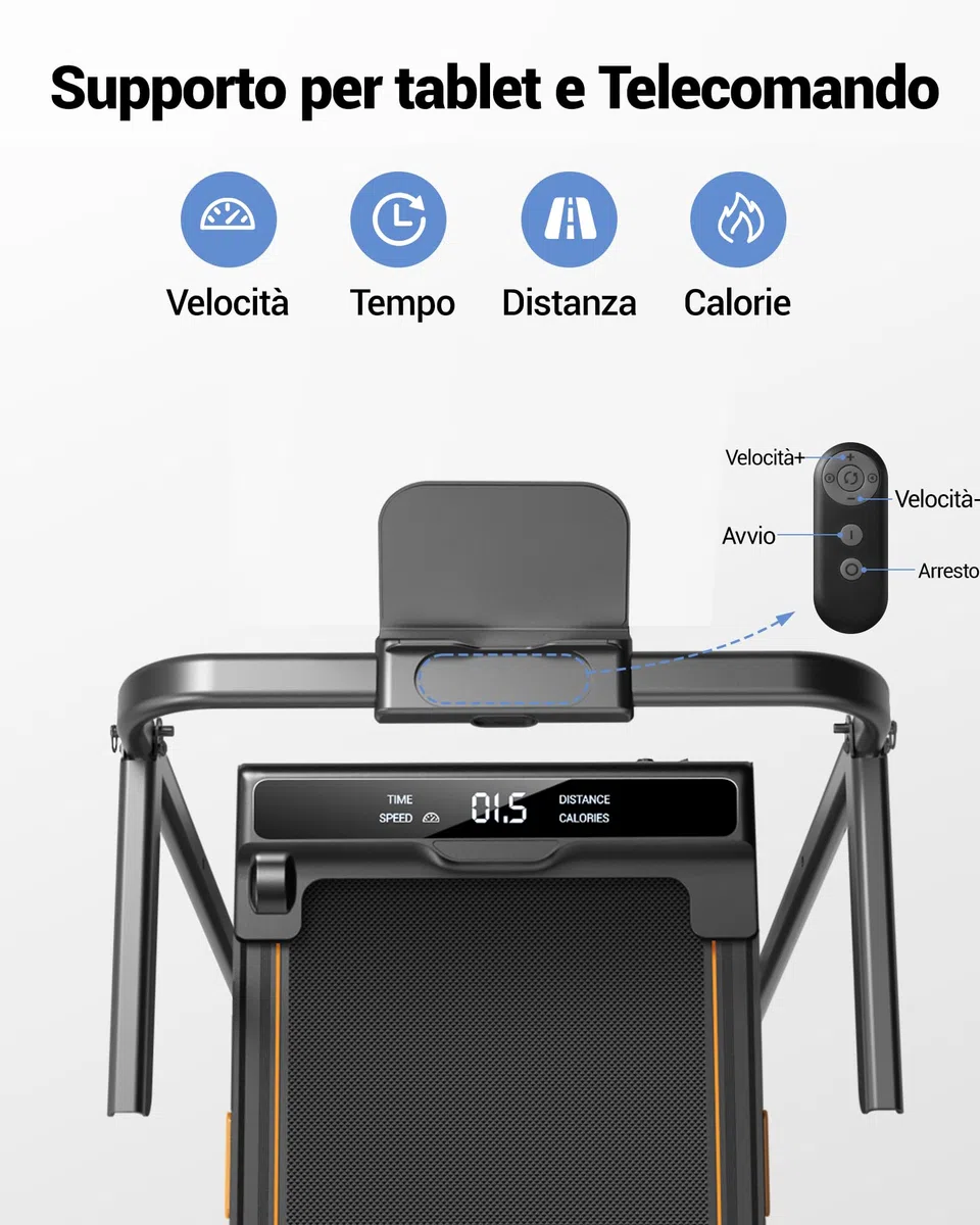 UMAY Tapis Roulant Elettrico Pieghevole con Inclinazione 10KM/H, 16% Tapis Roulant Salvaspazio Elettrico, Schermo LED, Telecomando, Tapirulan da Casa 3.0 CV, Mini Walking Pad, Carico Massima 136KG