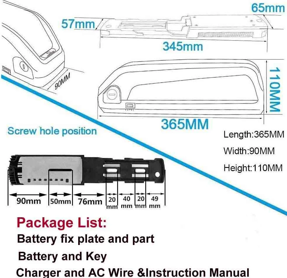 （3-7 Giorni di Arrivo）20Ah/15Ah/13Ah Batteria per Bici elettrica 36V 48V 52V - Batterie agli ioni di Litio per Bicicletta Ebike 1000W / 750W / 500W Ba-fang/Tong-sheng e Altri Motori