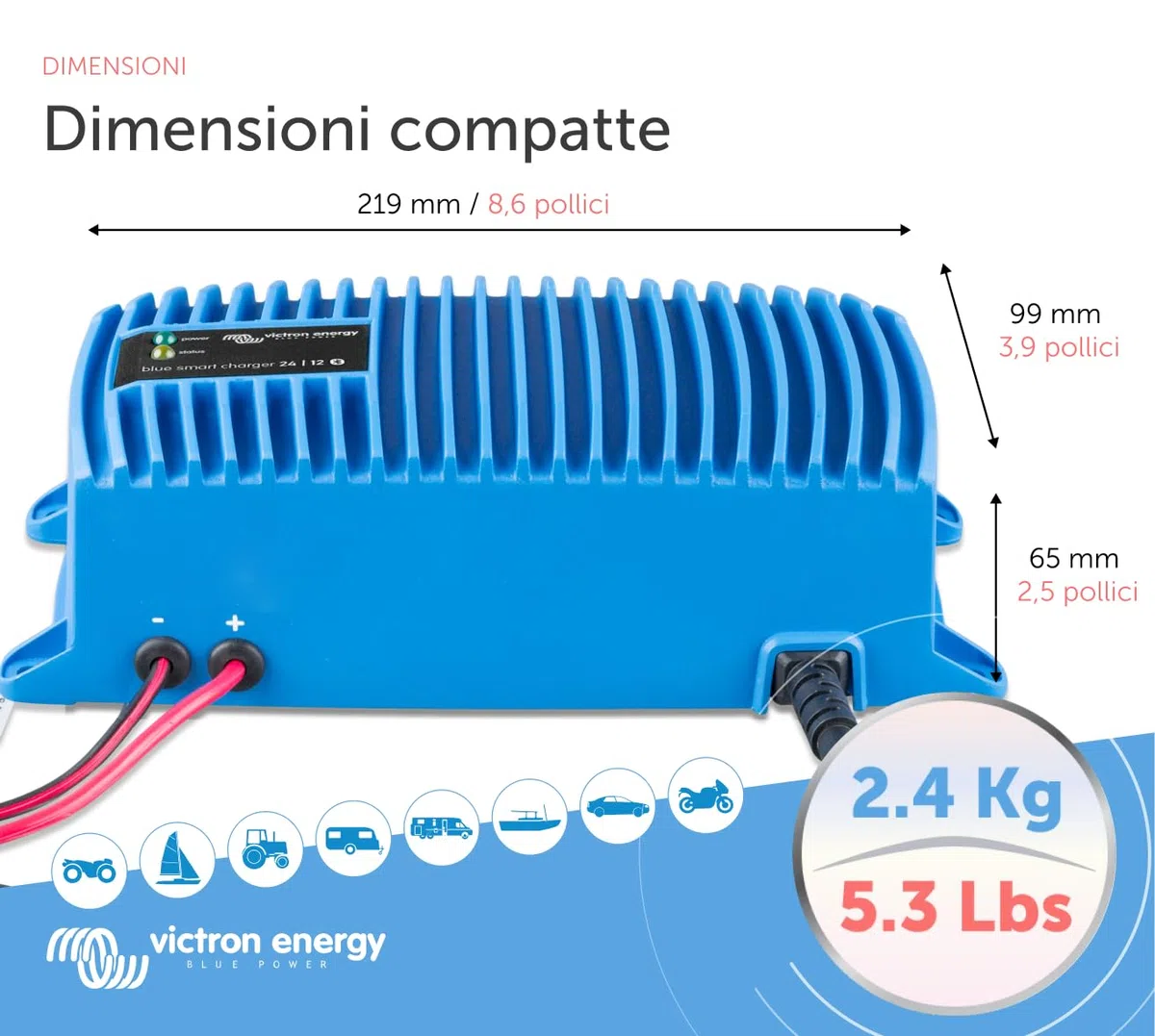 Victron Energy Blue Smart IP67 24-Volt 12 amp 230V Caricatore Batteria Bluetooth (CEE 7/7)