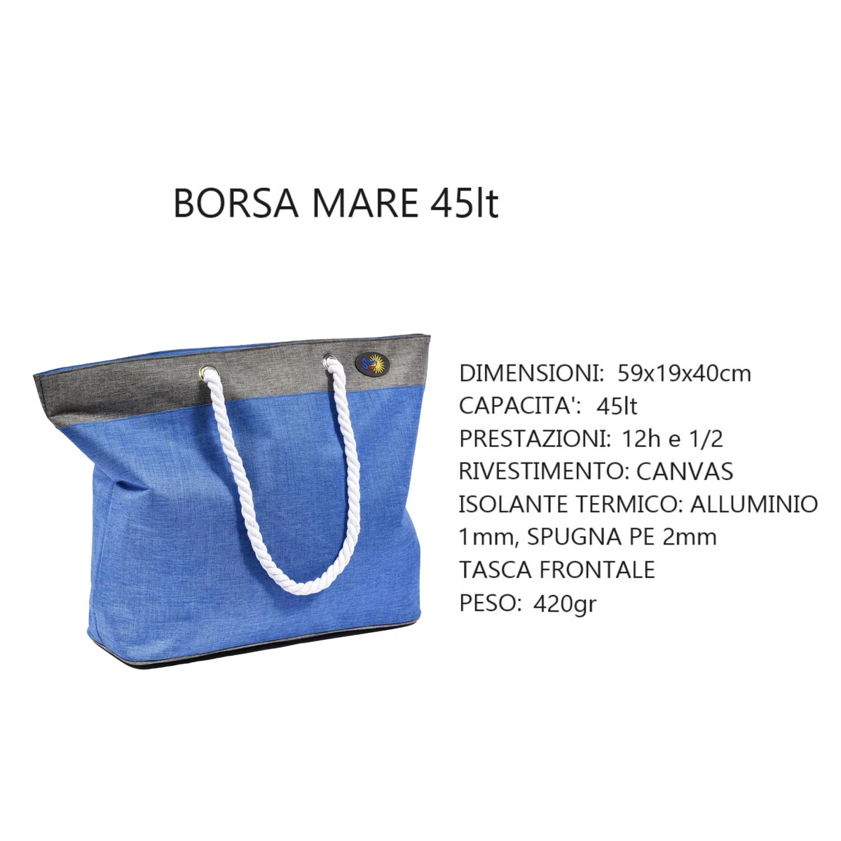 SUNNY STAR Set da Spiaggia 2 spiaggine Parigi + 1 ombrellone + 1 Borsa Mare 45lt.