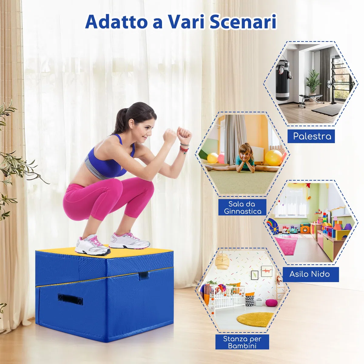 COSTWAY Materassino Ginnastica, Tappetino da Ginnastica Pieghevole con Schiuma EPE e Pelle PVC Antiscivolo e Maniglia, Tappetino da Esercizio a Forma di Cuneo per Casa e Palestra