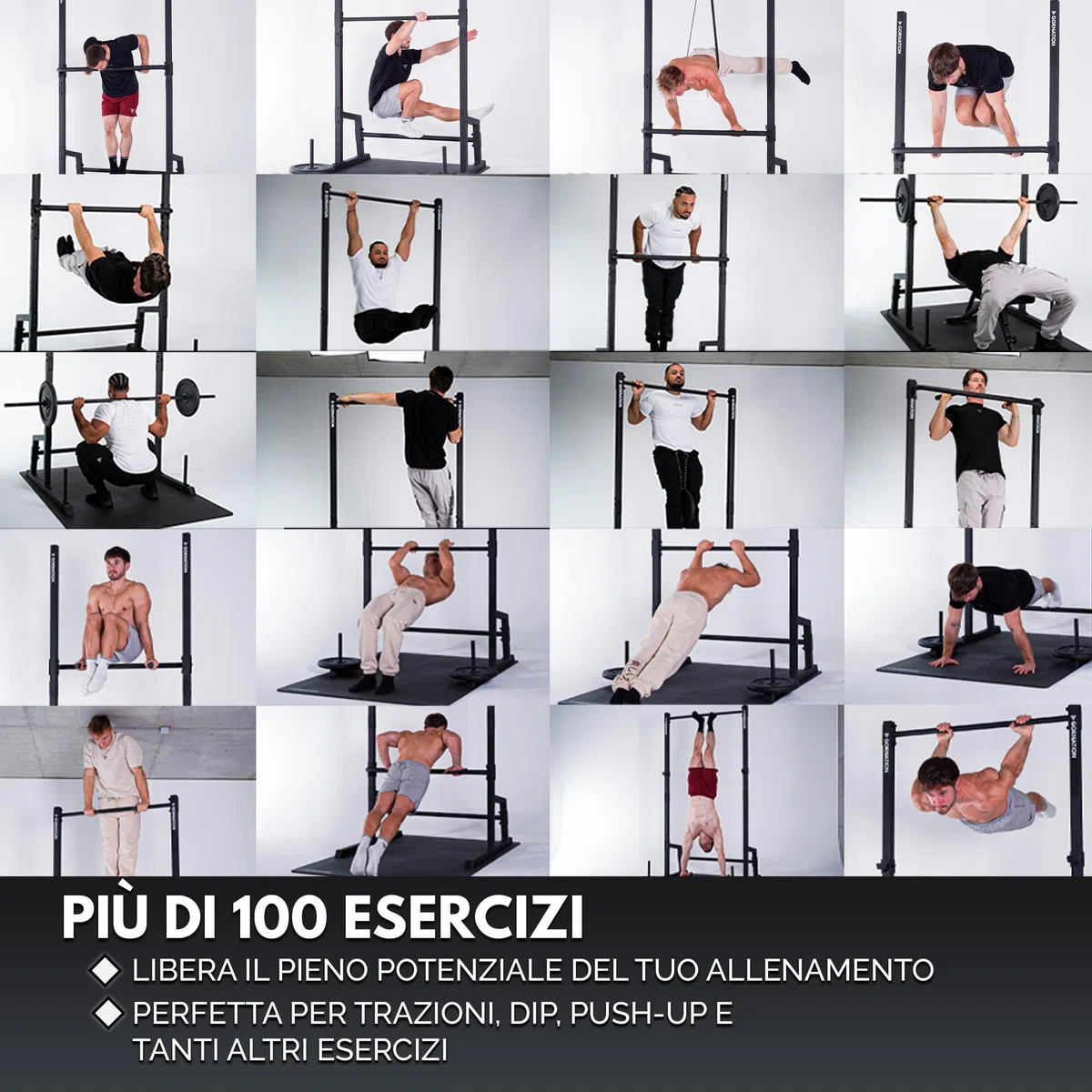 GORNATION Power Tower Multifunzione, Pull Up Station, Barra per trazioni, Perfetta per Fintess e Calisthenics, Squat Rack, Altezza Regolabile