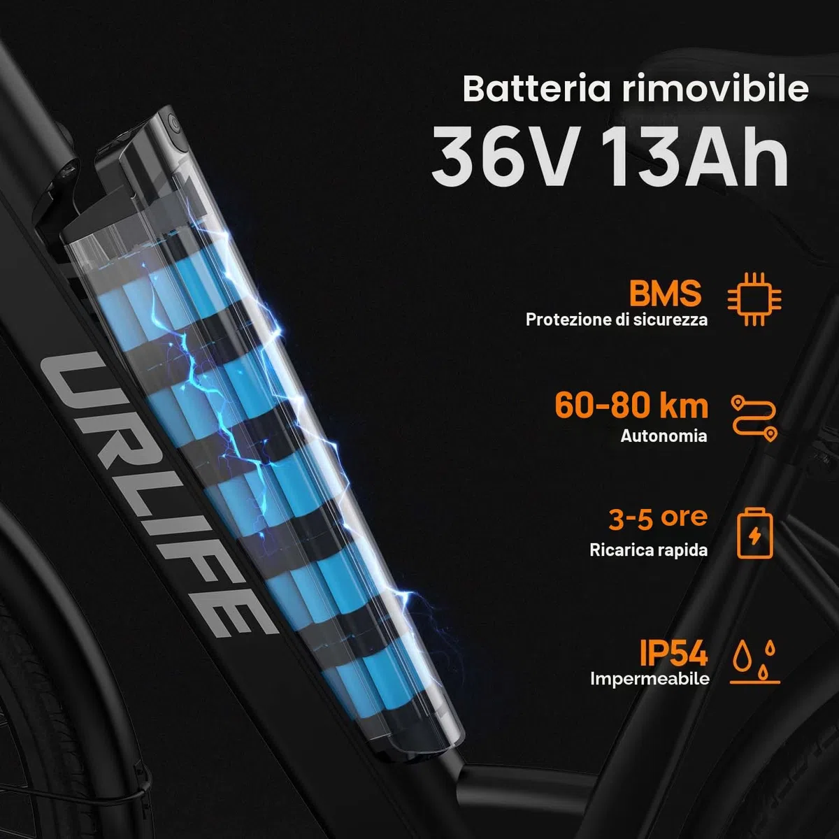 URLIFE Bici Elettrica Per Adulti Da 26", Bicicletta Elettrica con display LCD, 7 Velocità Batteria Rimovibile Autonomia, E-bike Per Pendolari Urbani