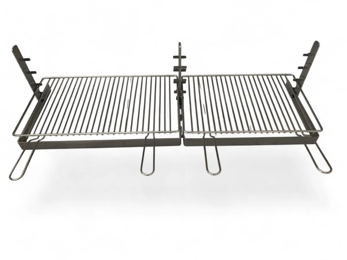 Griglia per Barbecue e Camino in Acciaio Cromato, Regolabile in Altezza, Struttura in Ferro, per Carne Pesce e Verdure (80x35 cm)