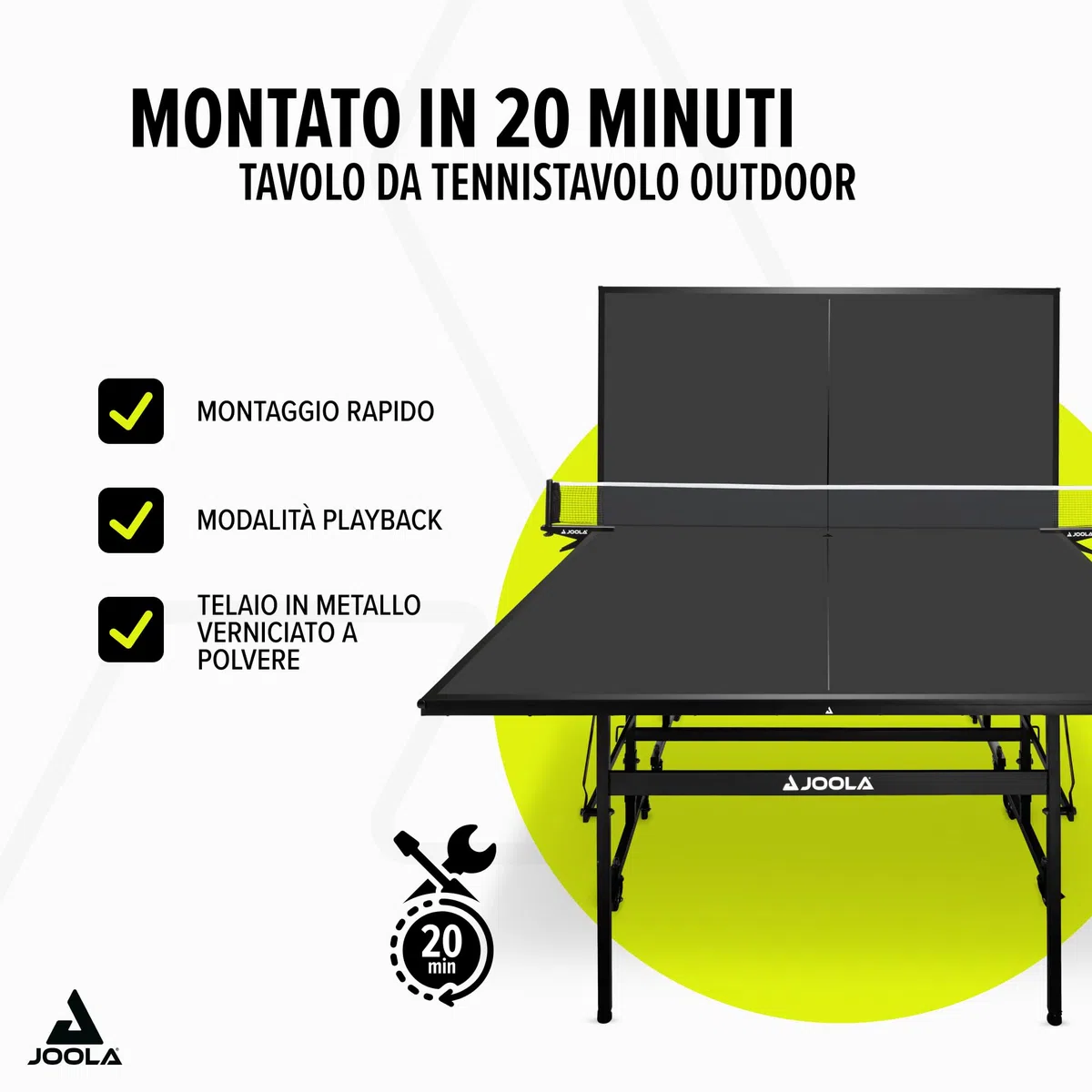 JOOLA Inside 13 Tavolo da Ping Pong per Interni, Base Pieghevole, Montaggio Rapido, Rete Inclusa, 274 x 152.5 x 76 cm