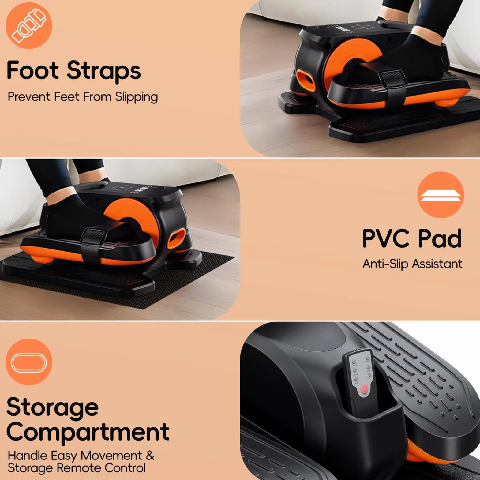 Morelax Ellittica Elettrica Sotto la Scrivania, Mini Ellittica da Casa con Telecomando, Display, Silenzioso e Portatile, Trainer Ellittiche a Pedaliera con 12 Velocità Regolabili per Anziani e Adulti