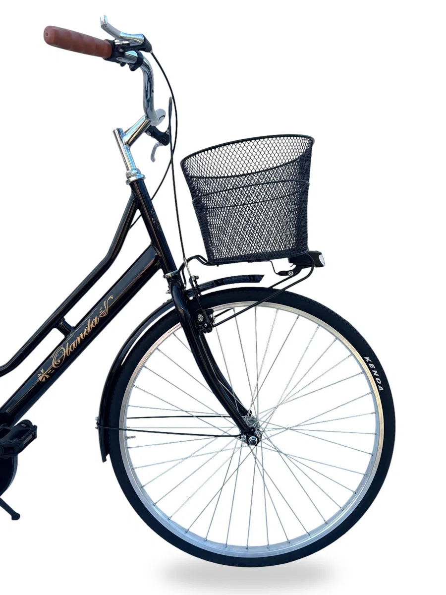 MADICKS Bicicletta Donna da Passeggio Olanda Misura 26 Bici da città Vintage retrò con Cestino anteriore e posteriore Nero