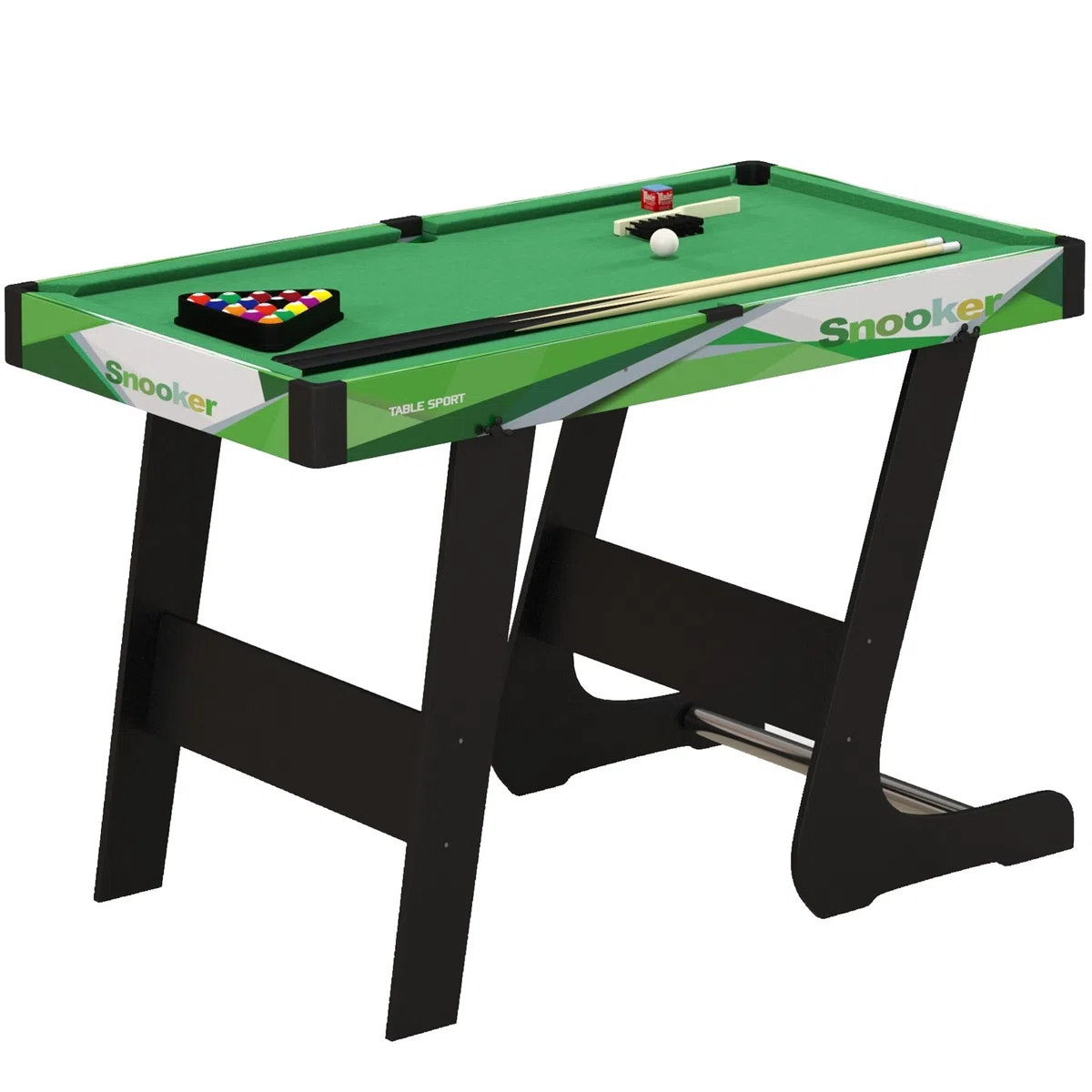 SPORTNOW Tavolo da Biliardo Pieghevole con Accessori, Stecche da Biliardo, Palle, Triangolo e Spazzola, Tavolo Biliardo Professionale per Adulti, 104x55.5x68 cm